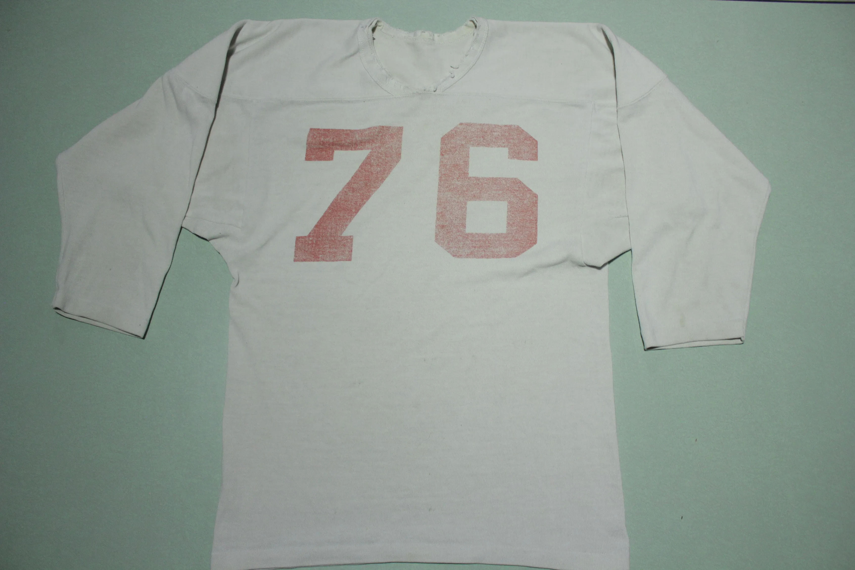 76 Vintage 70's Distressed Single Stitch High School Collegiate Football Jersey T-Shirt