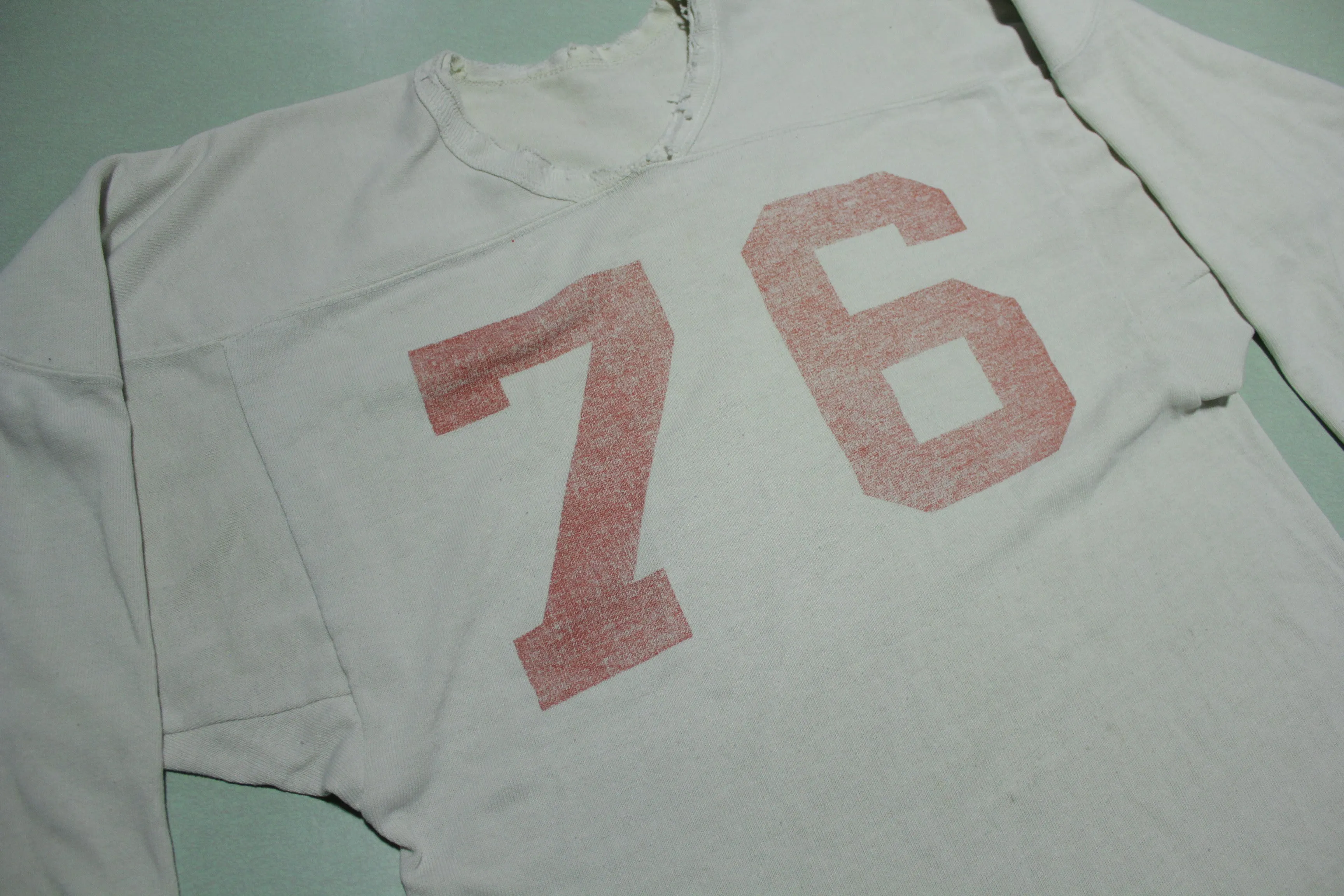 76 Vintage 70's Distressed Single Stitch High School Collegiate Football Jersey T-Shirt