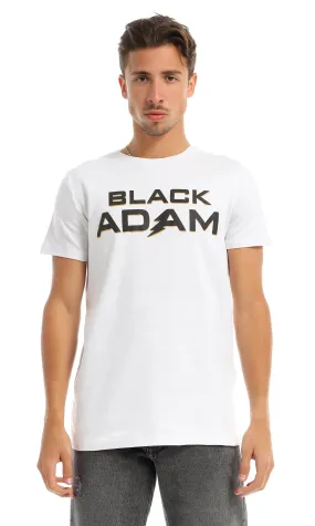 97408 Black Adam Printed Round White T-Shirt