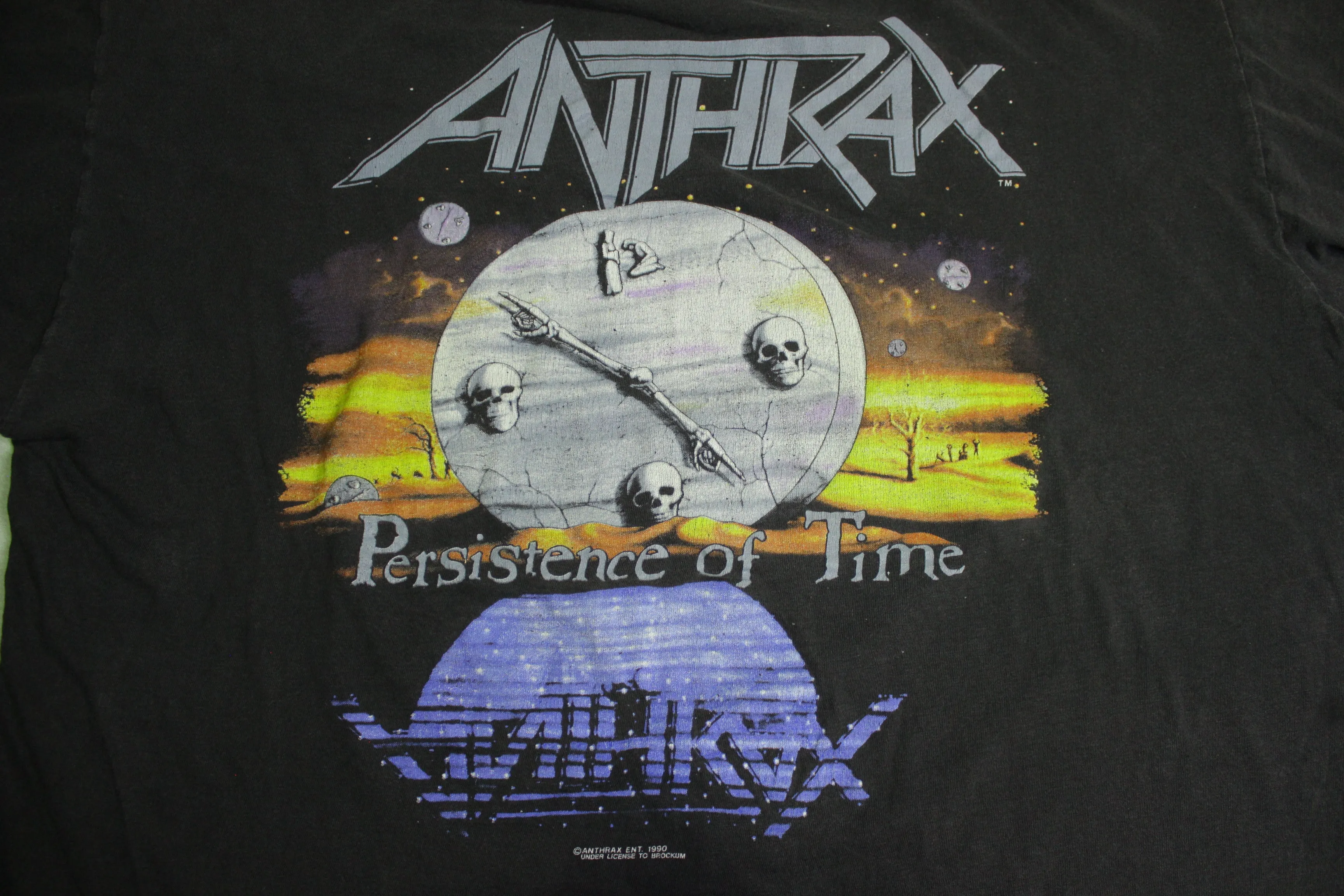 Anthrax Persistance of Time 1990 Vintage Brockum Concert Cities Single Stitch USA Made T-Shirt