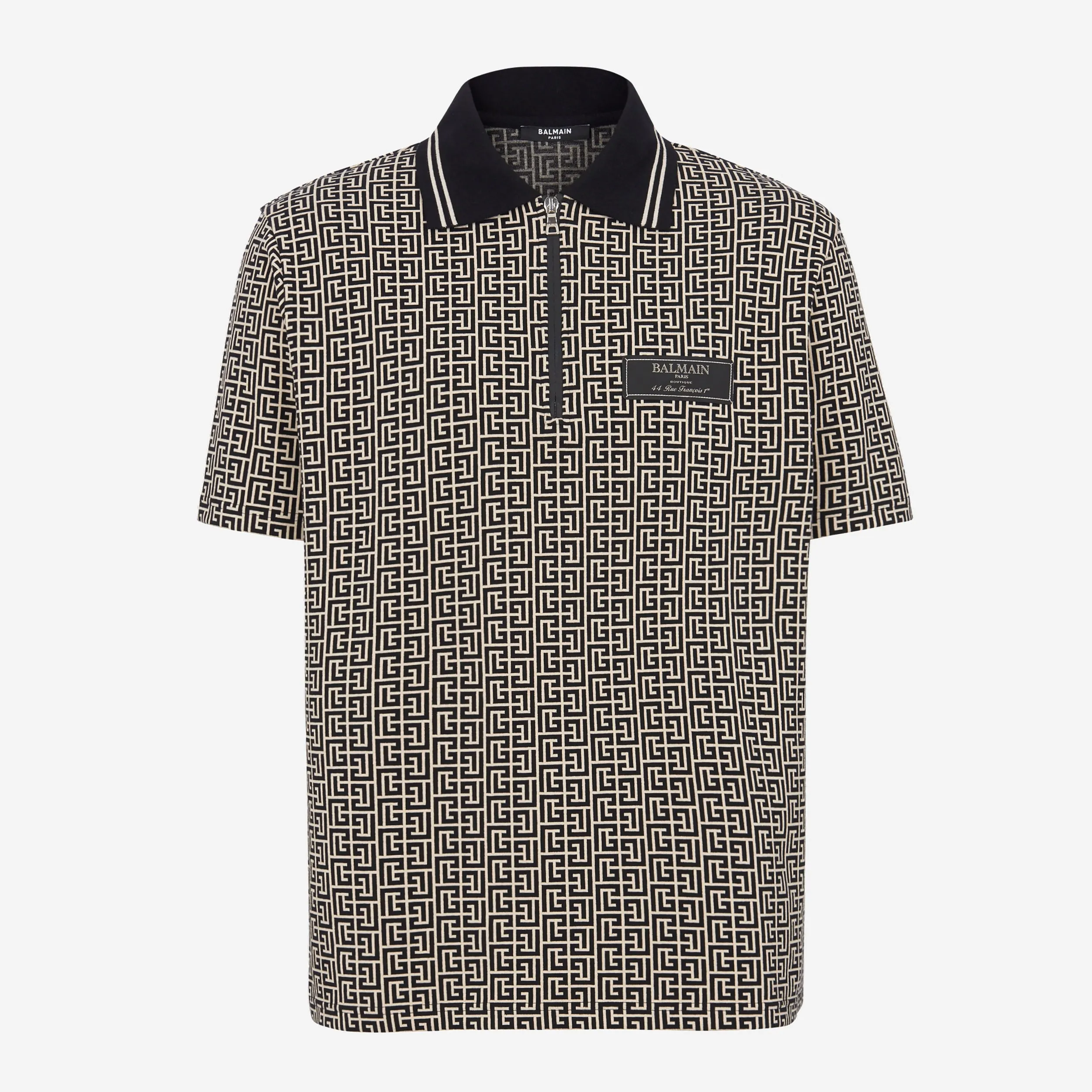 Balmain Monogram Zip Polo Shirt