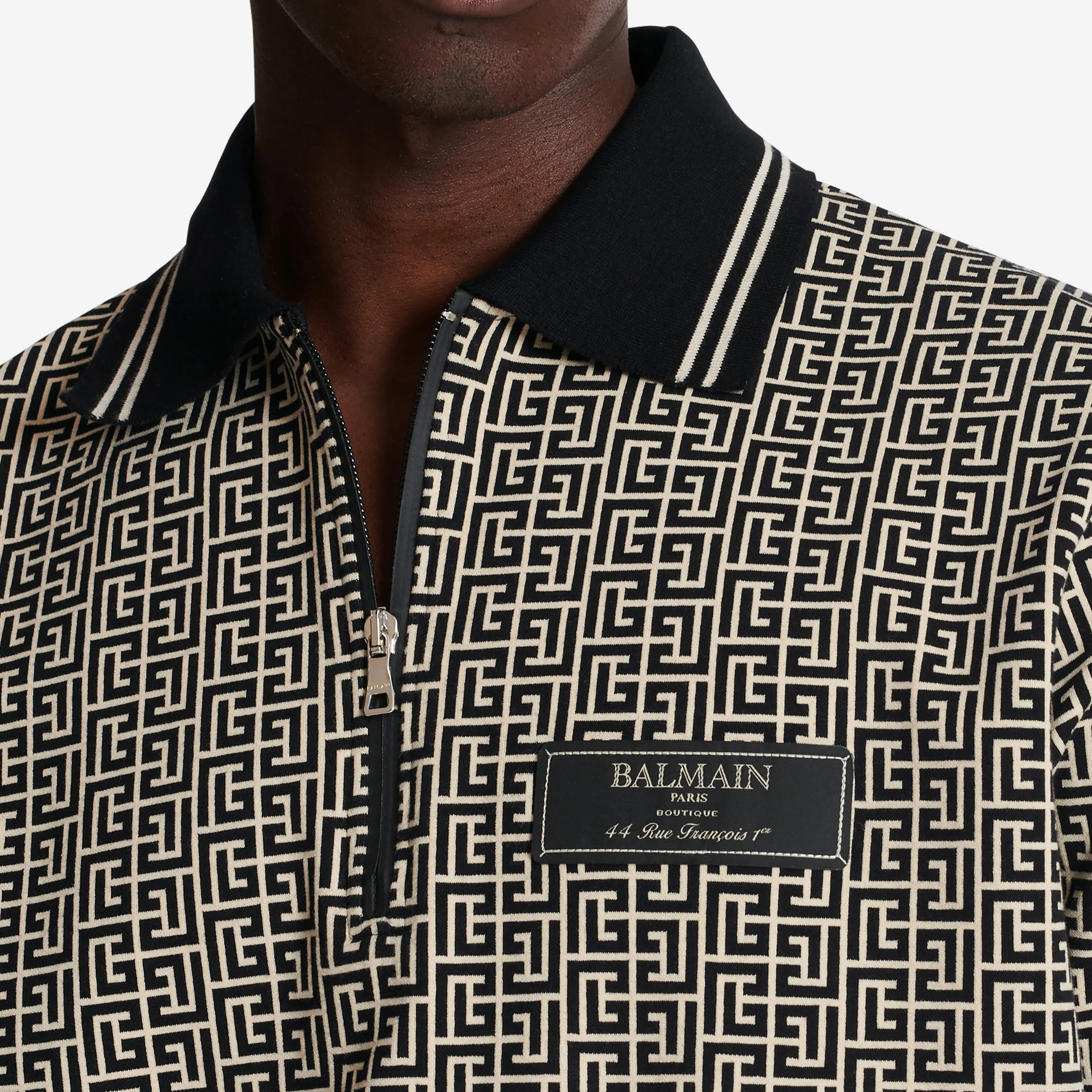 Balmain Monogram Zip Polo Shirt