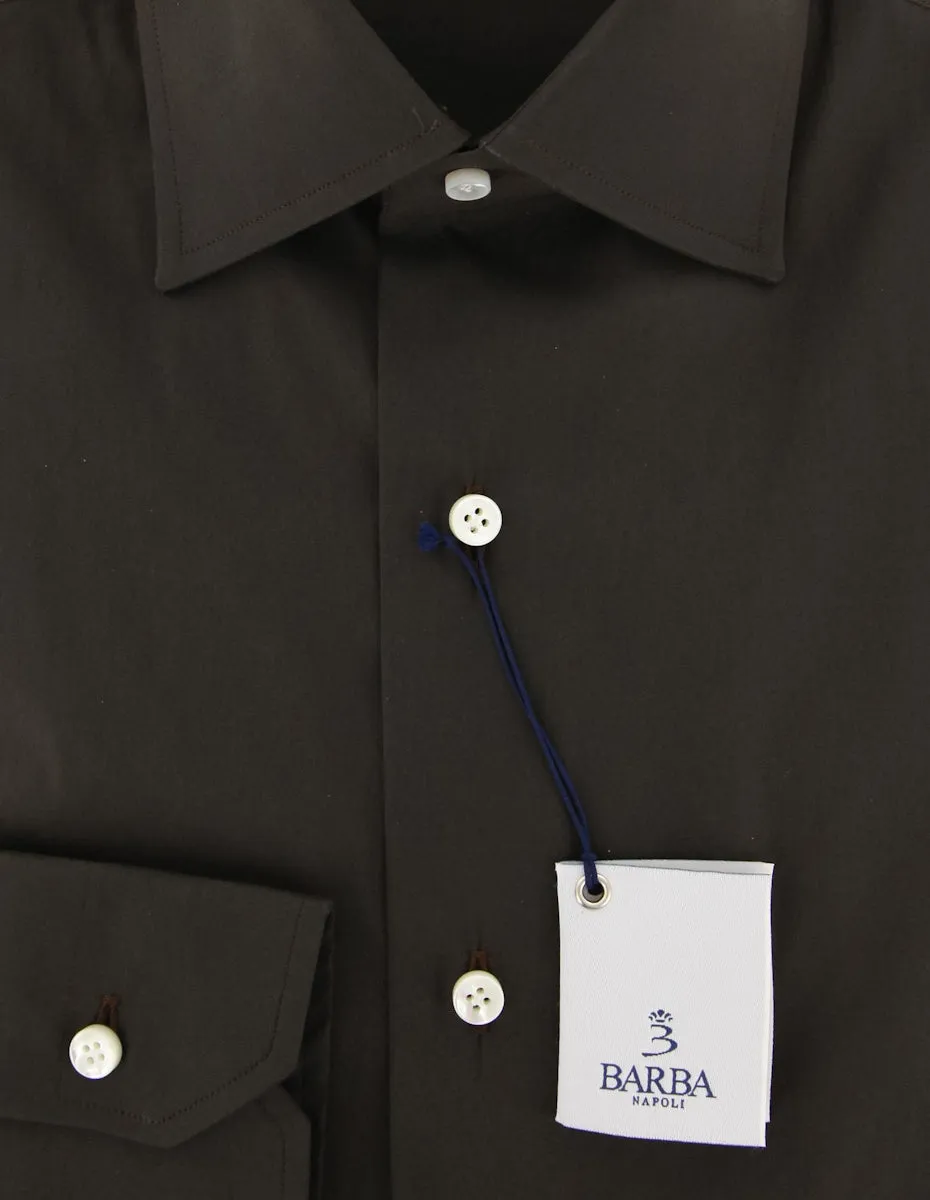 Barba Napoli Dark Brown Shirt - Slim