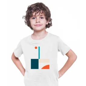 Basic Shapes Art Print T-Shirt Abstract Design Short Sleeve Round Neck Funny T-shirt for Kids