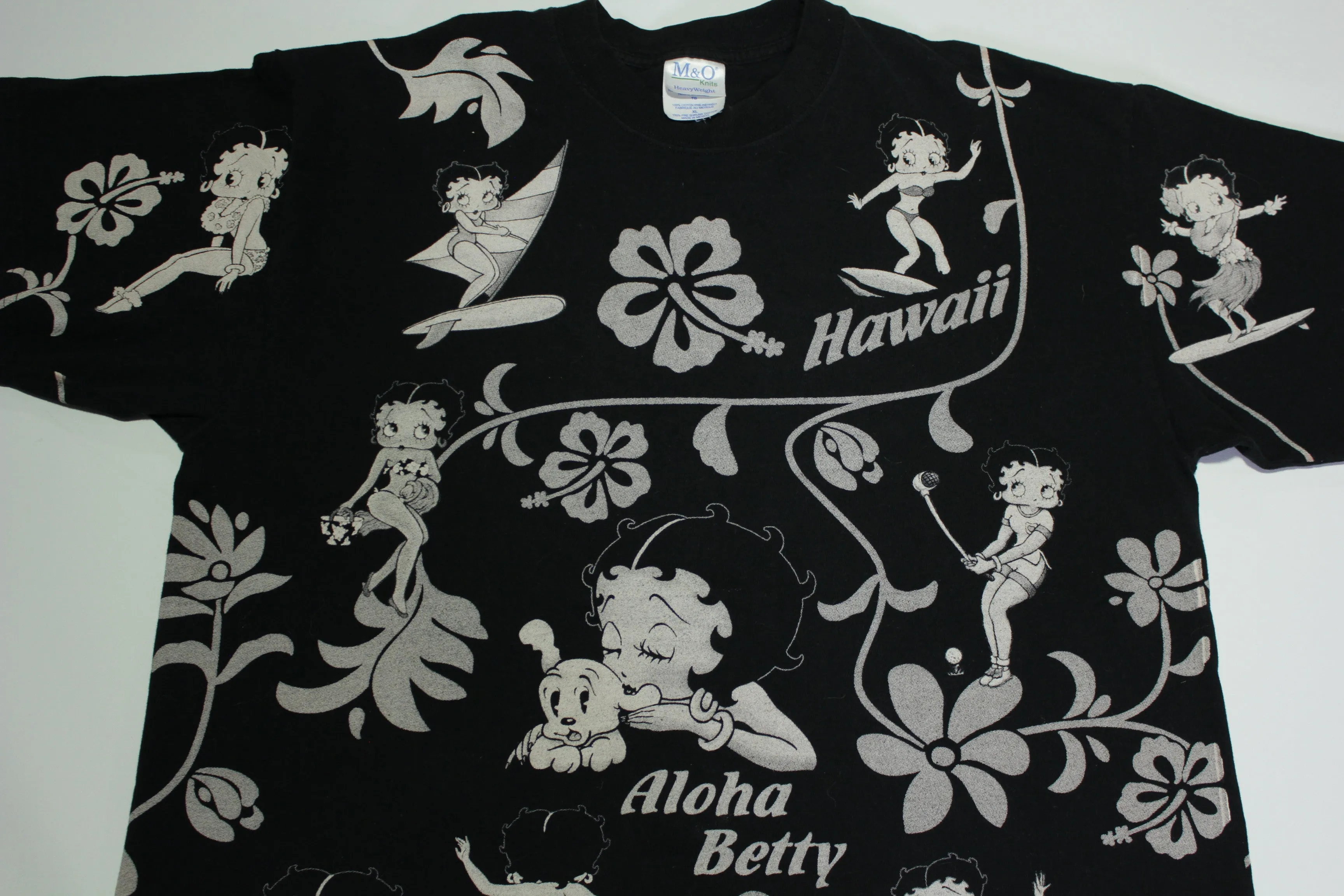 Betty Boop Hawaii Aloha 1998 Hollywood Hall of Fame AOP Vintage King Features Syndicate T-Shirt