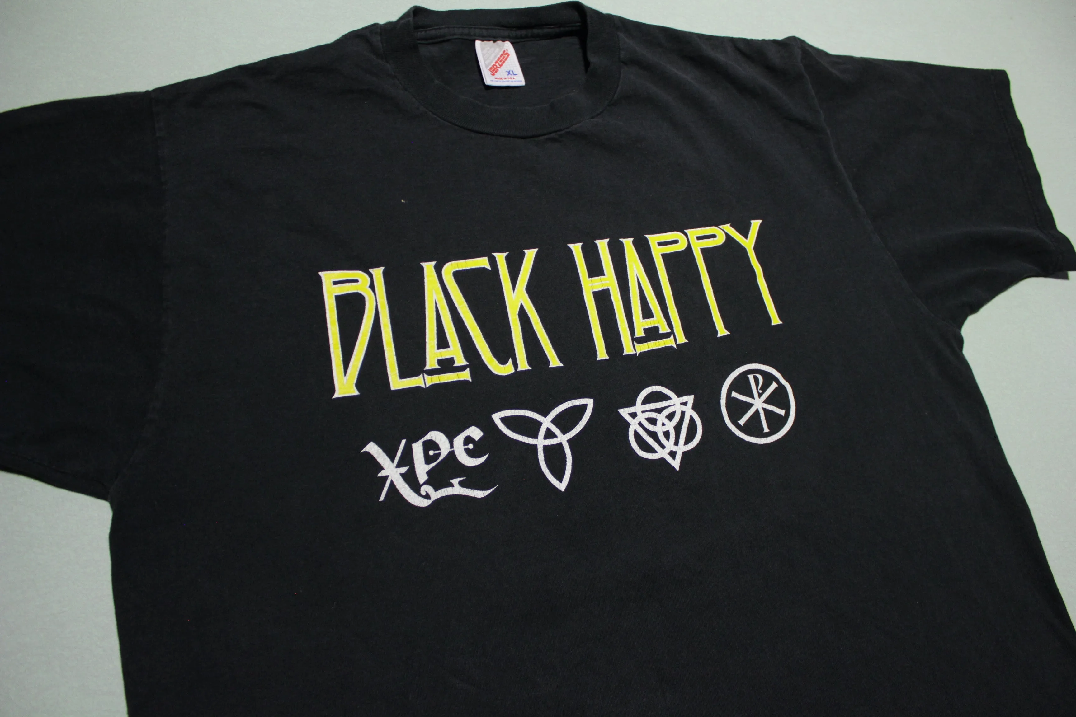 Black Happy Vintage Grunge 90's Made in USA T-Shirt