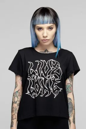 Black Live Long Metal Logo Crop T-Shirt