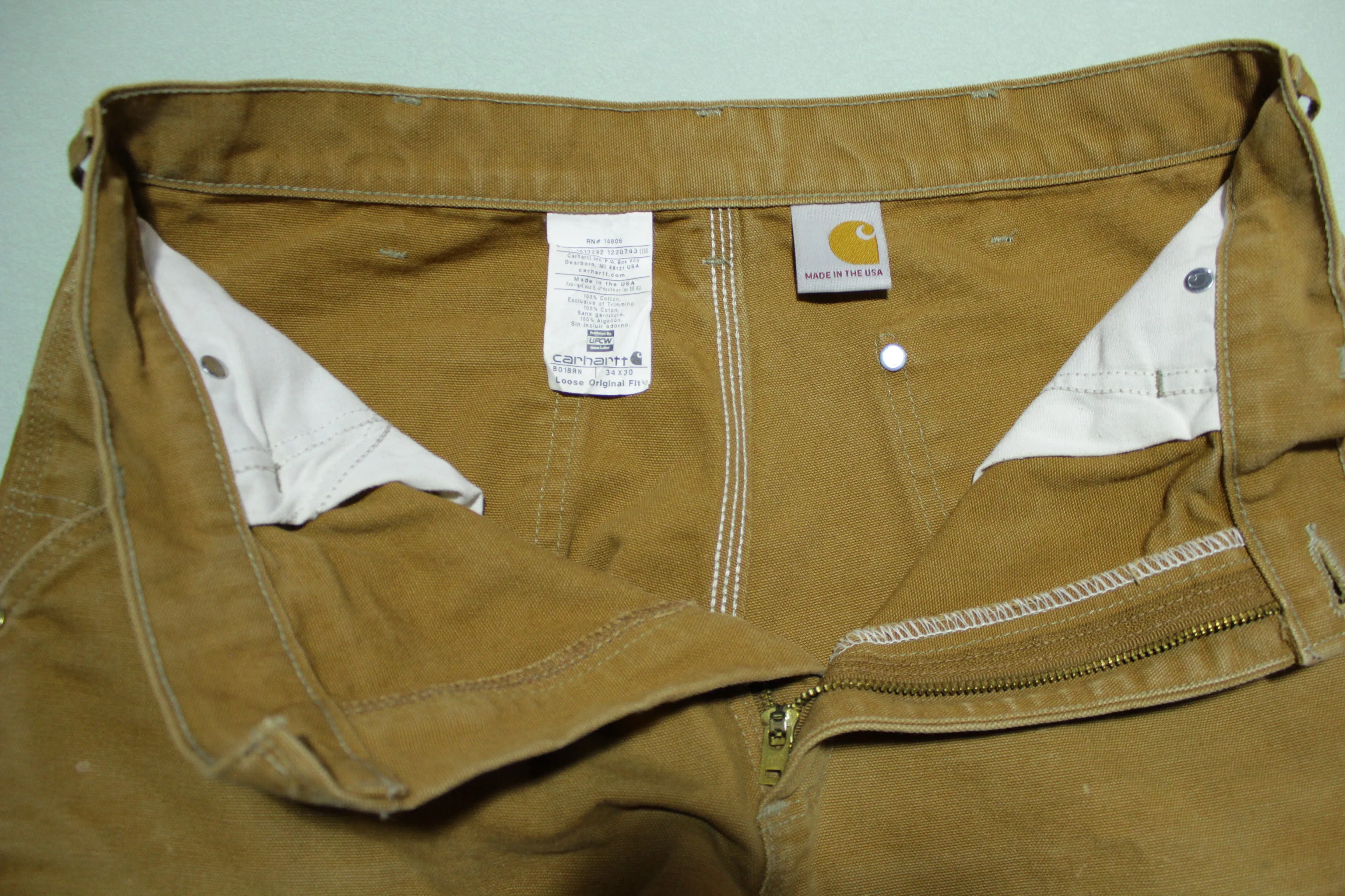 Carhartt B01 BRN Washed Duck Work Double Knee Front Made in USA Pants