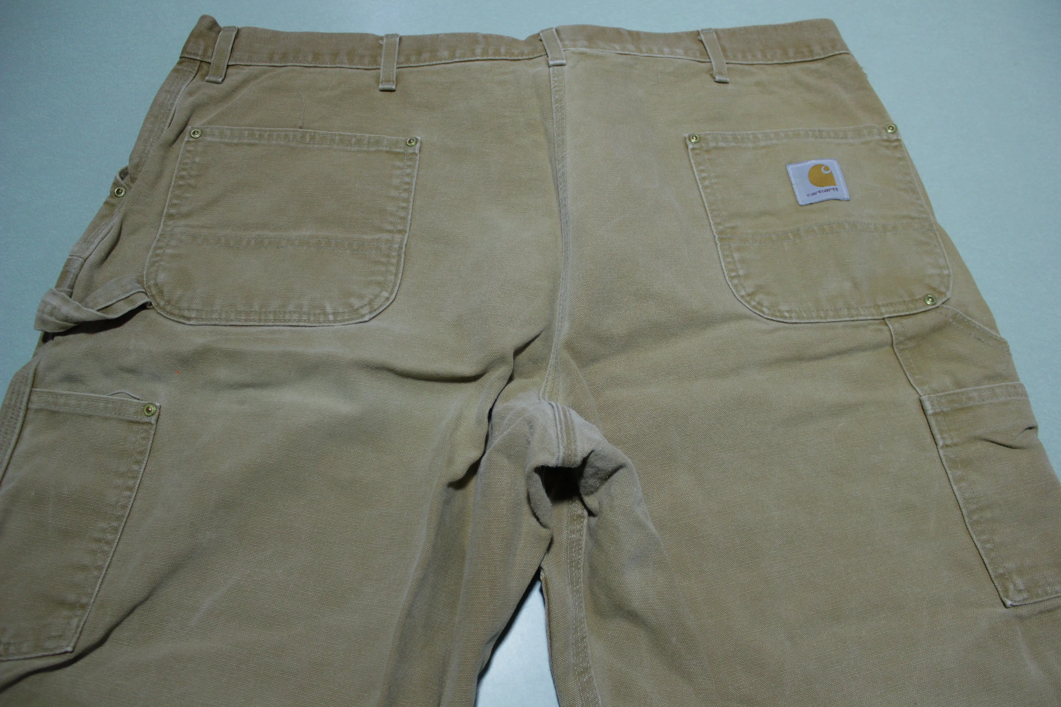 Carhartt B01 Double Knee BRN Washed Duck Work Pants Lightly Distressed USA Made