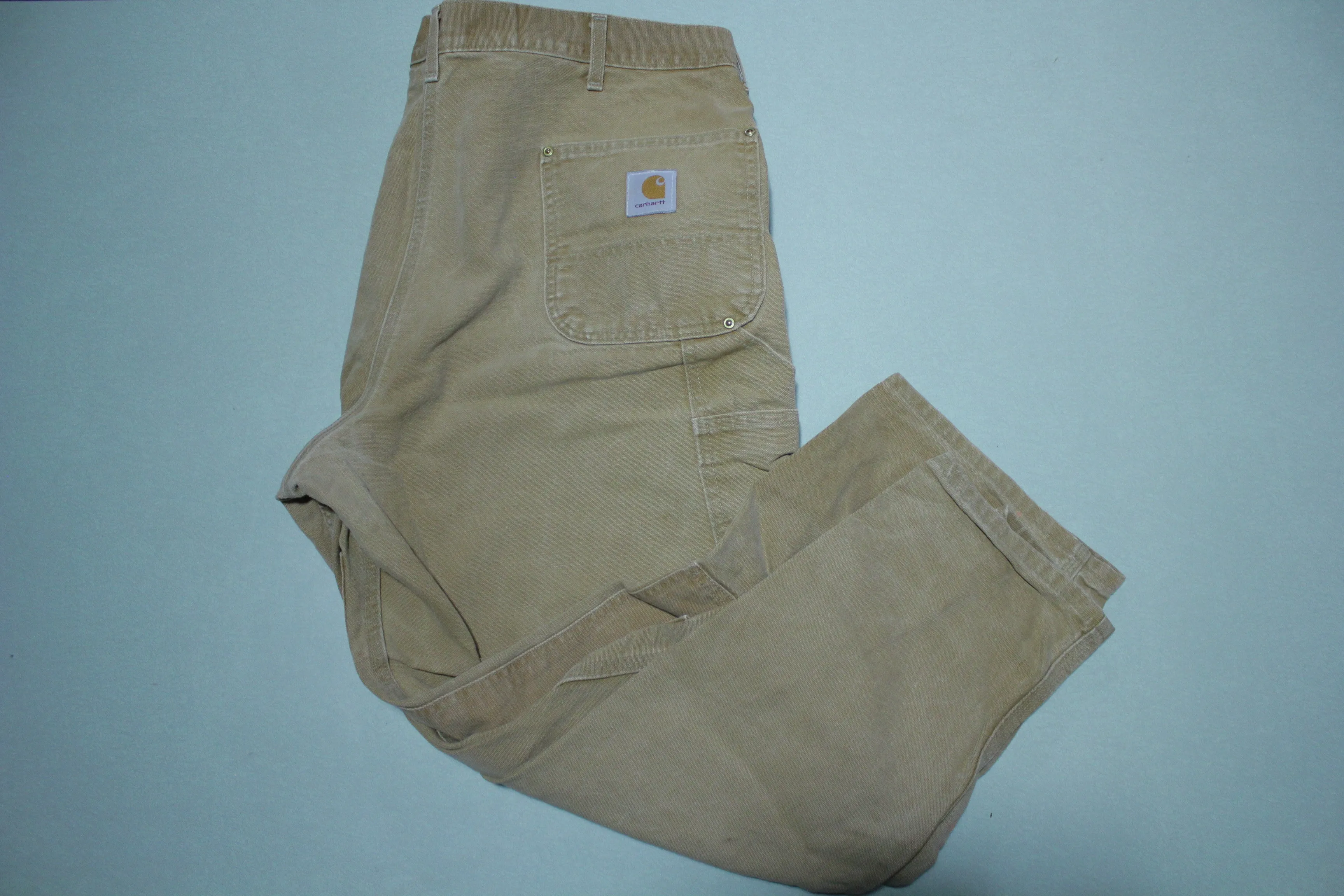 Carhartt B01 Double Knee BRN Washed Duck Work Pants Lightly Distressed USA Made