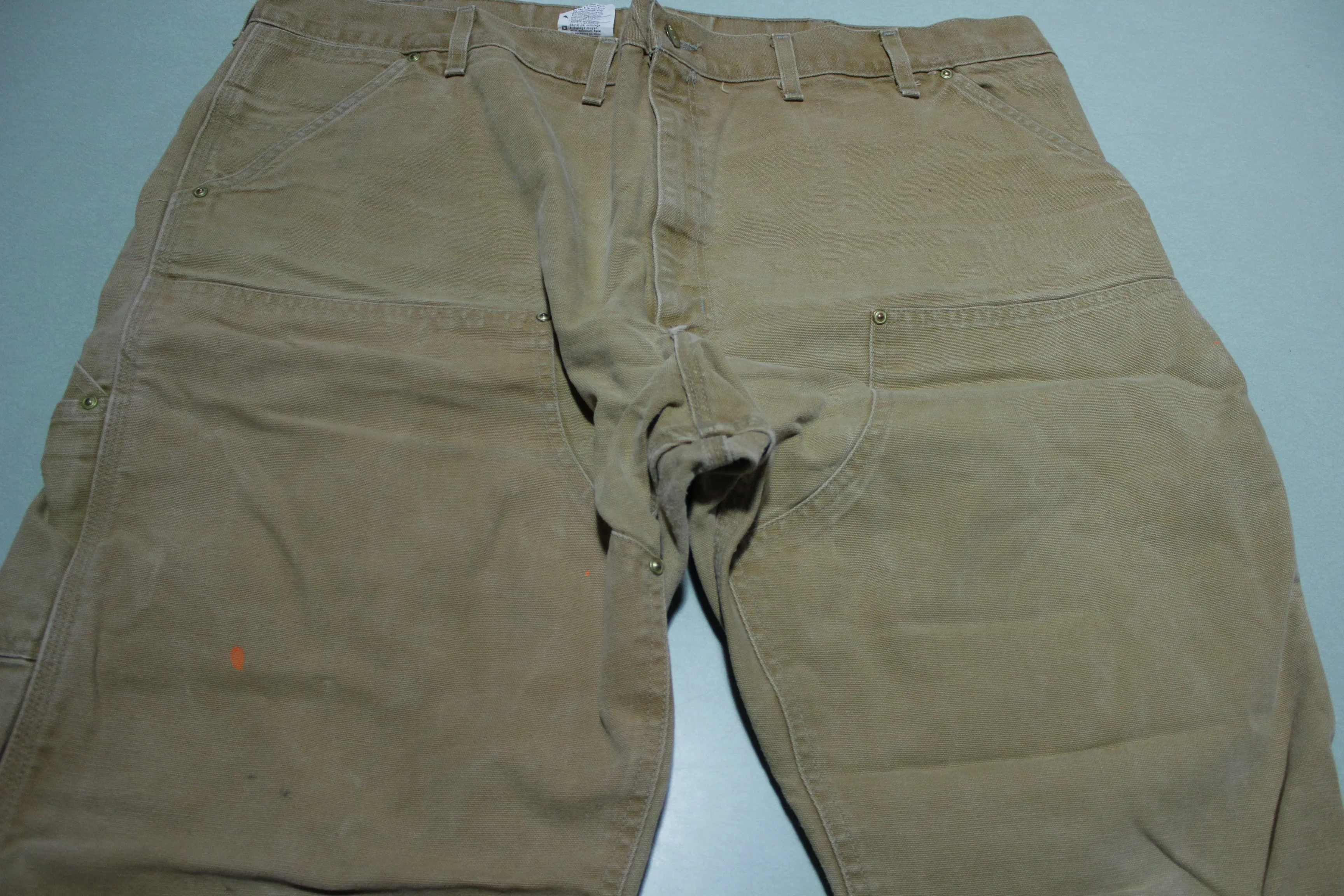 Carhartt B01 Double Knee BRN Washed Duck Work Pants Lightly Distressed USA Made