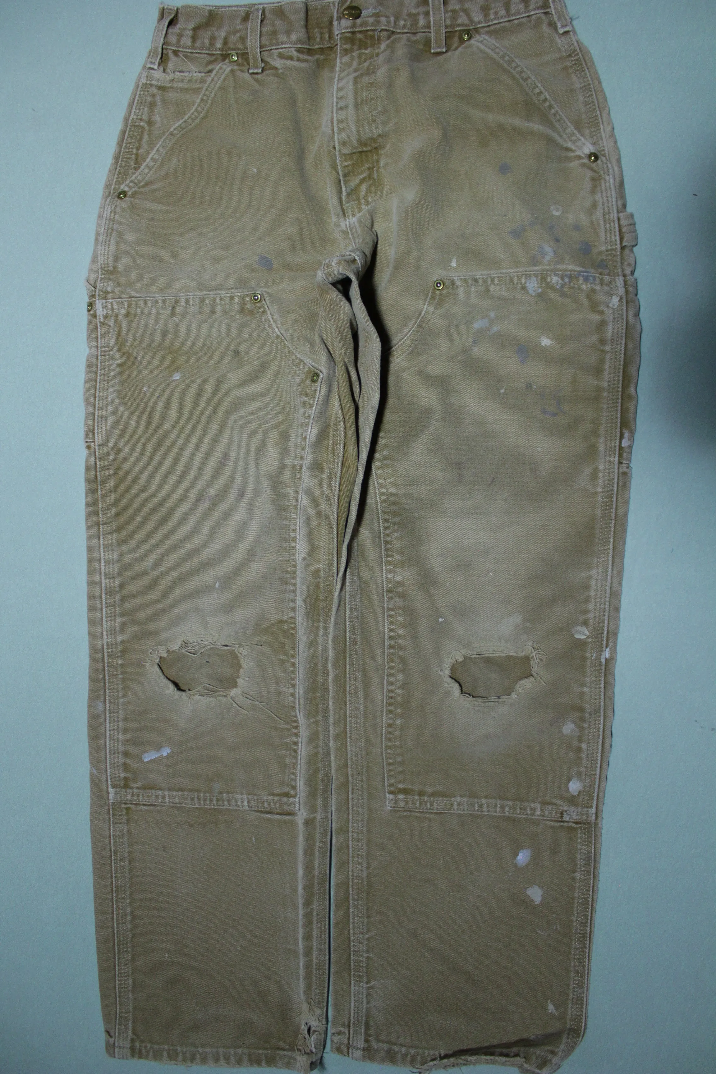 Carhartt Vintage Distressed B01 Double Knee Front Work Construction Utility Pants BRN