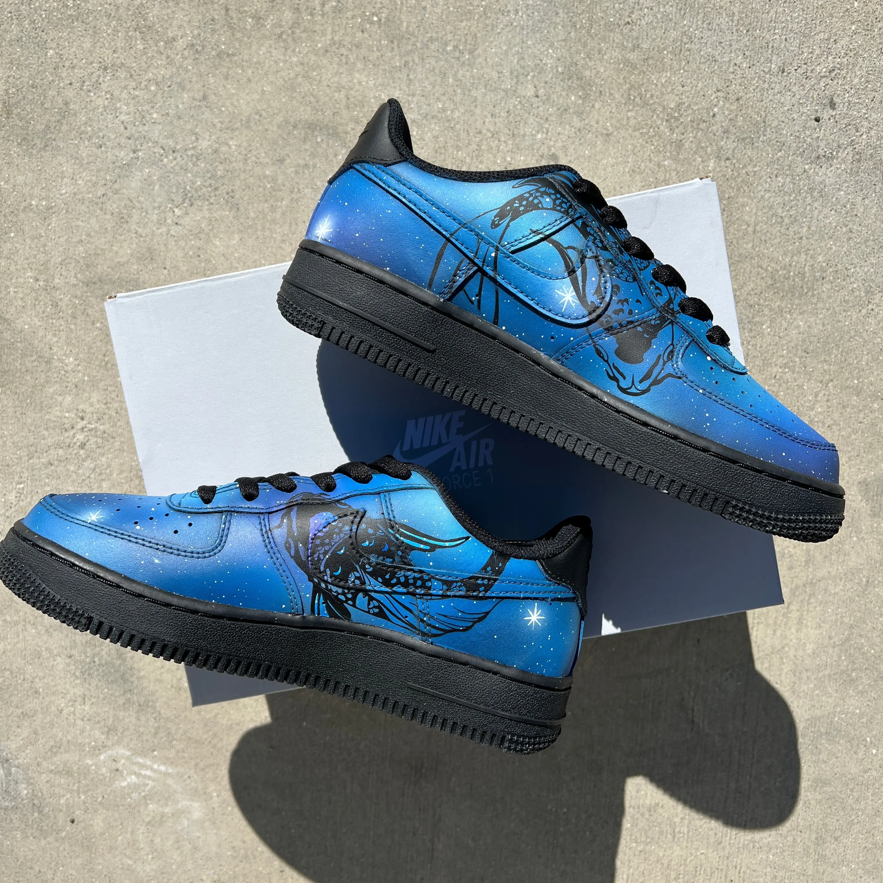 Custom Hand Painted Galaxy Horoscope Pisces Sign Nike Air Force 1