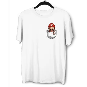 Cute Super Mario in the pocket Nintendo SNES for All retro Minds White M Unisex T-Shirt - Discounted