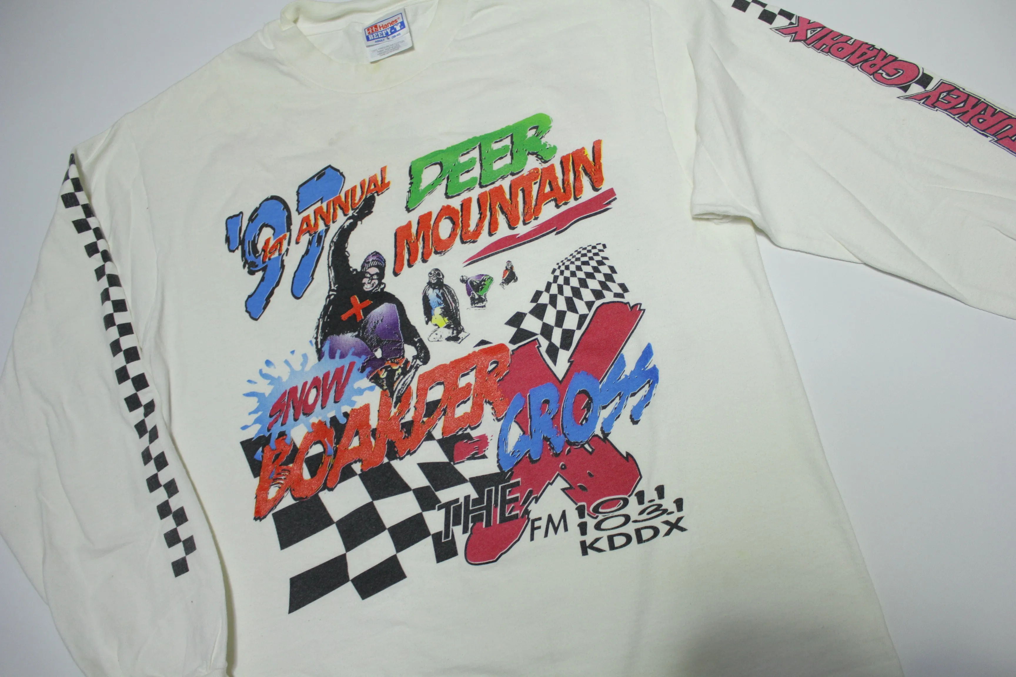 Deer Mountain 1997  Snow Boarder Cross Vintage 90's Long Sleeve T-Shirt