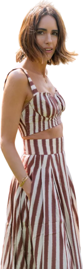 Emporio Sirenuse Brown Dalia Ikat Stripe Top UK 8