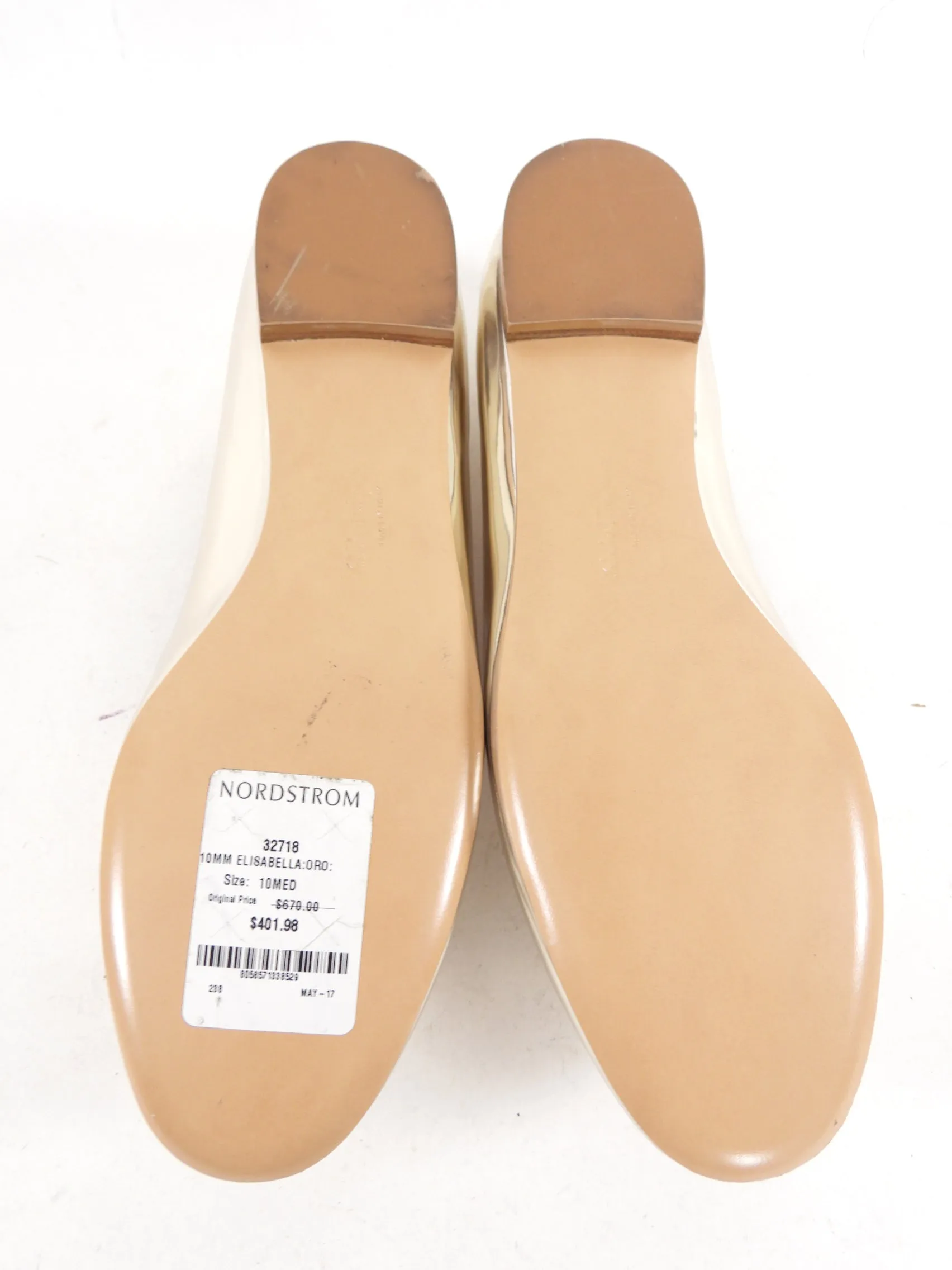 Ferragamo Elisabella Gold Metallic Bow Flat Shoes - 10B