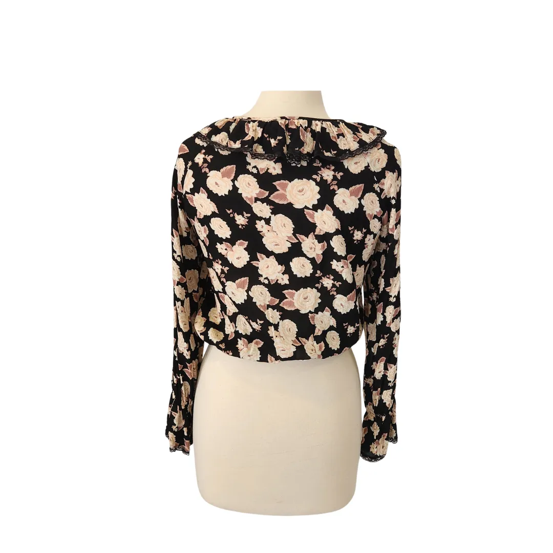 Forever 21 Black Rose Print Top | Gently Used |