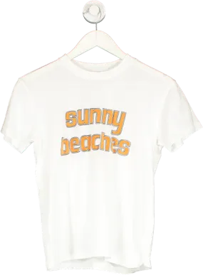 Ganni White Sunny Beaches T Shirt UK S