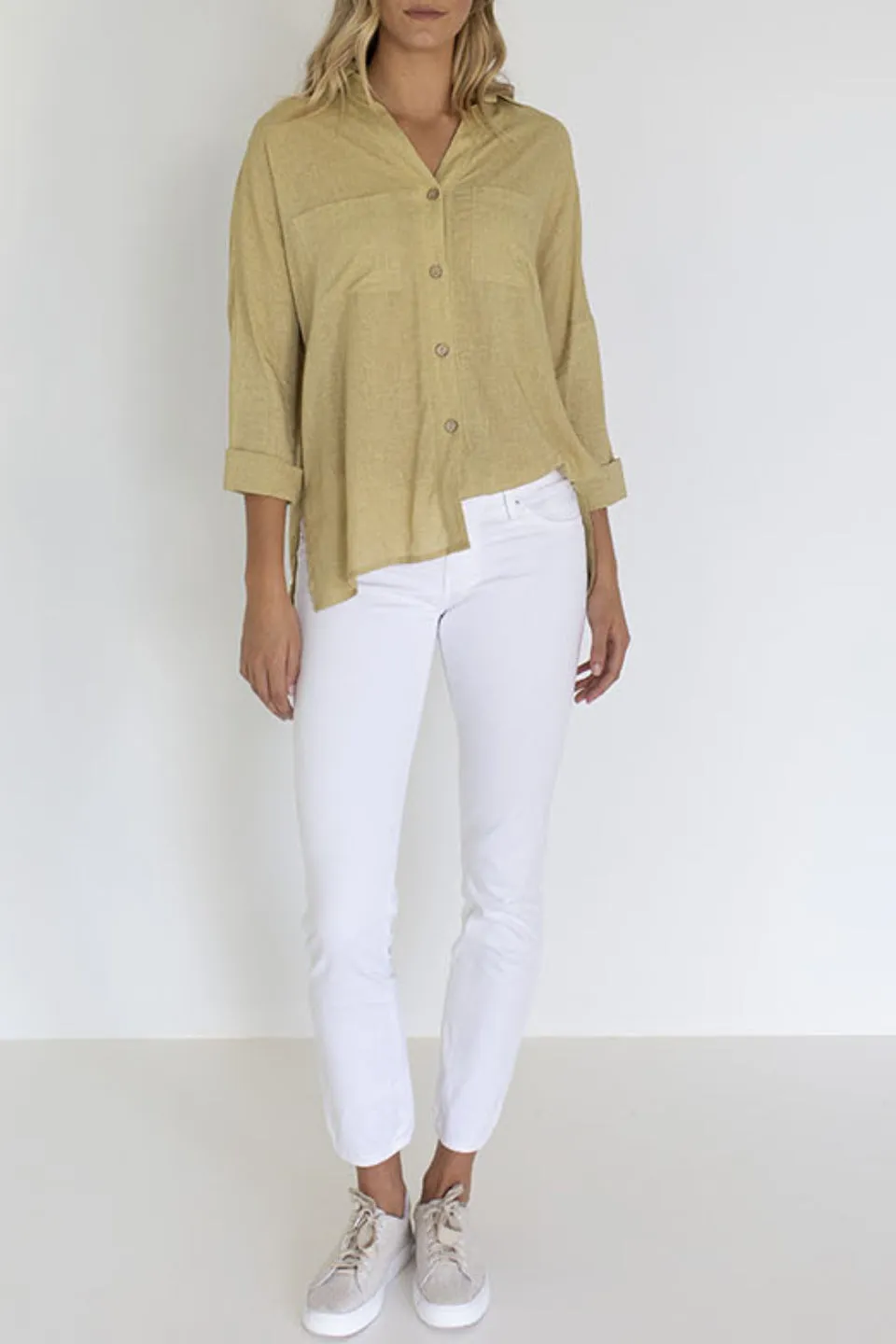 Gigi Cotton Linen Sand Shirt