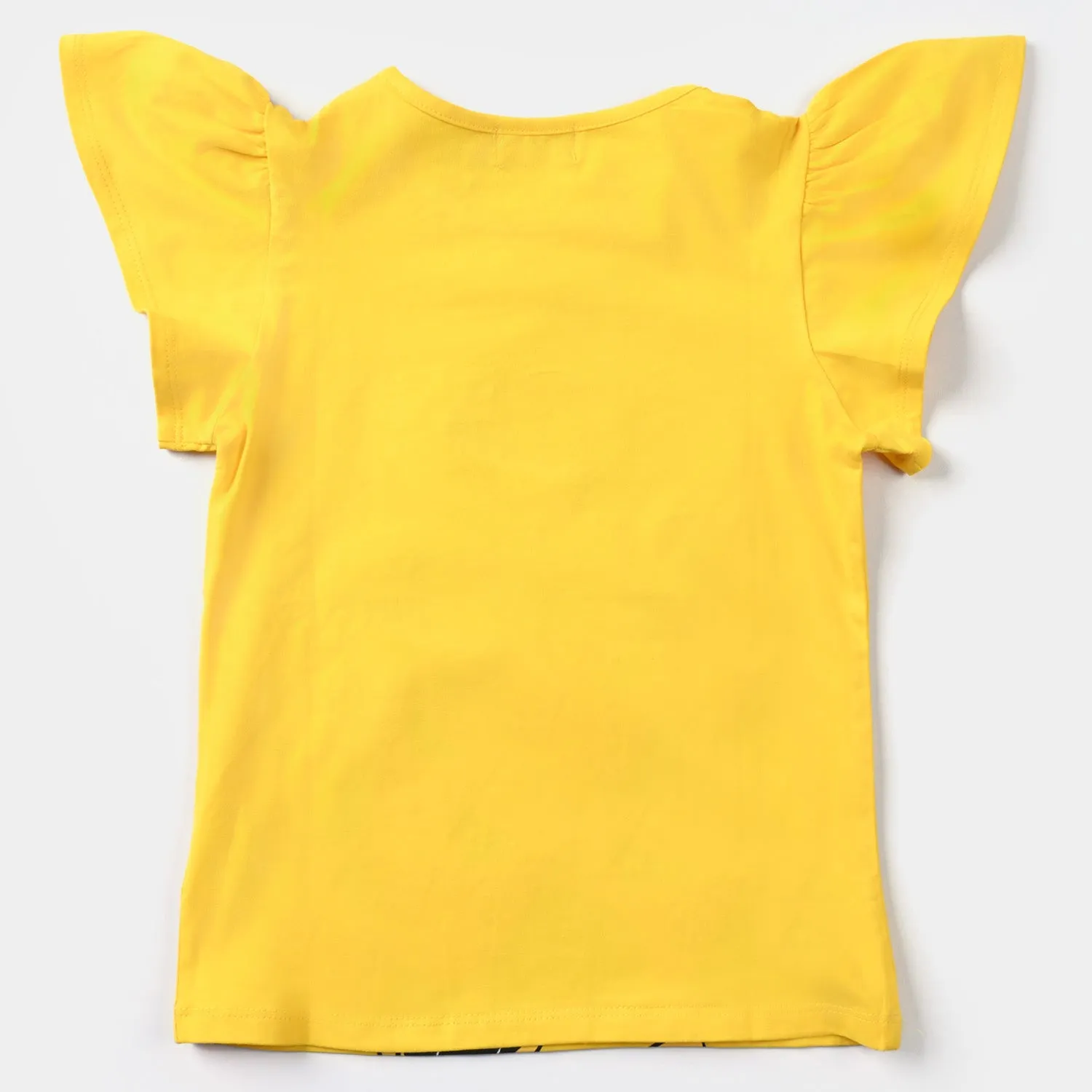 Girls Lycra Jersey T-Shirt Character-Yellow