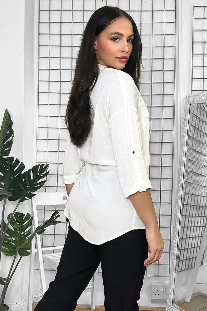 Gold Buttons Front Pockets Relaxed Fit Shirt