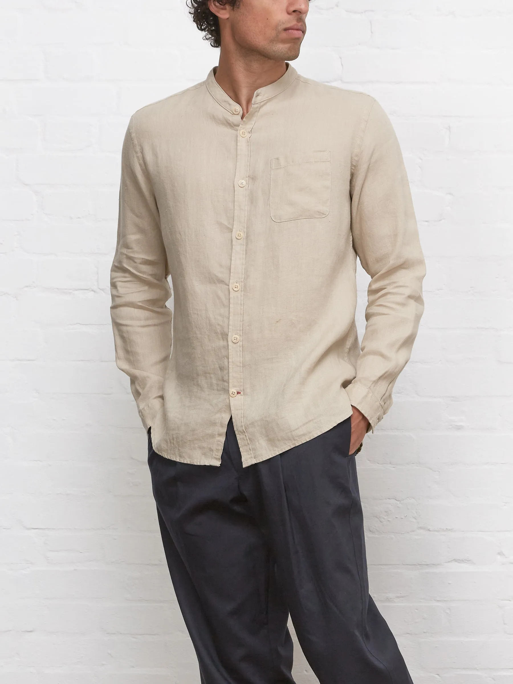 Grandad Shirt Padworth Beige