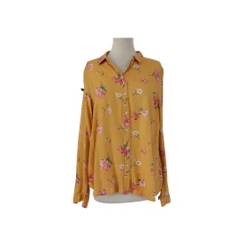 H&M Yellow Floral Printed Button Up Shirt | Pre Loved |