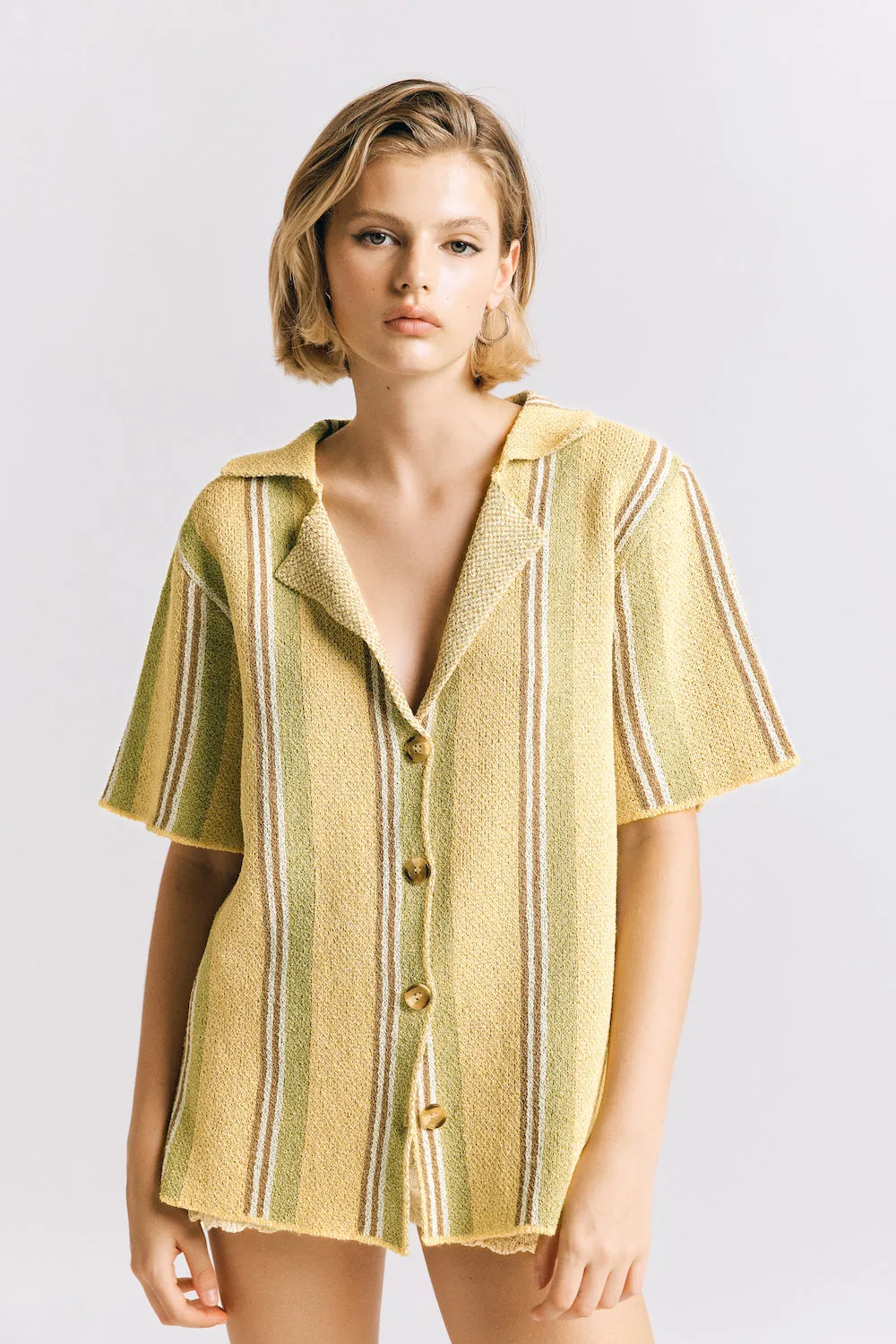 Harlow Knit Shirt Yellow Stripe