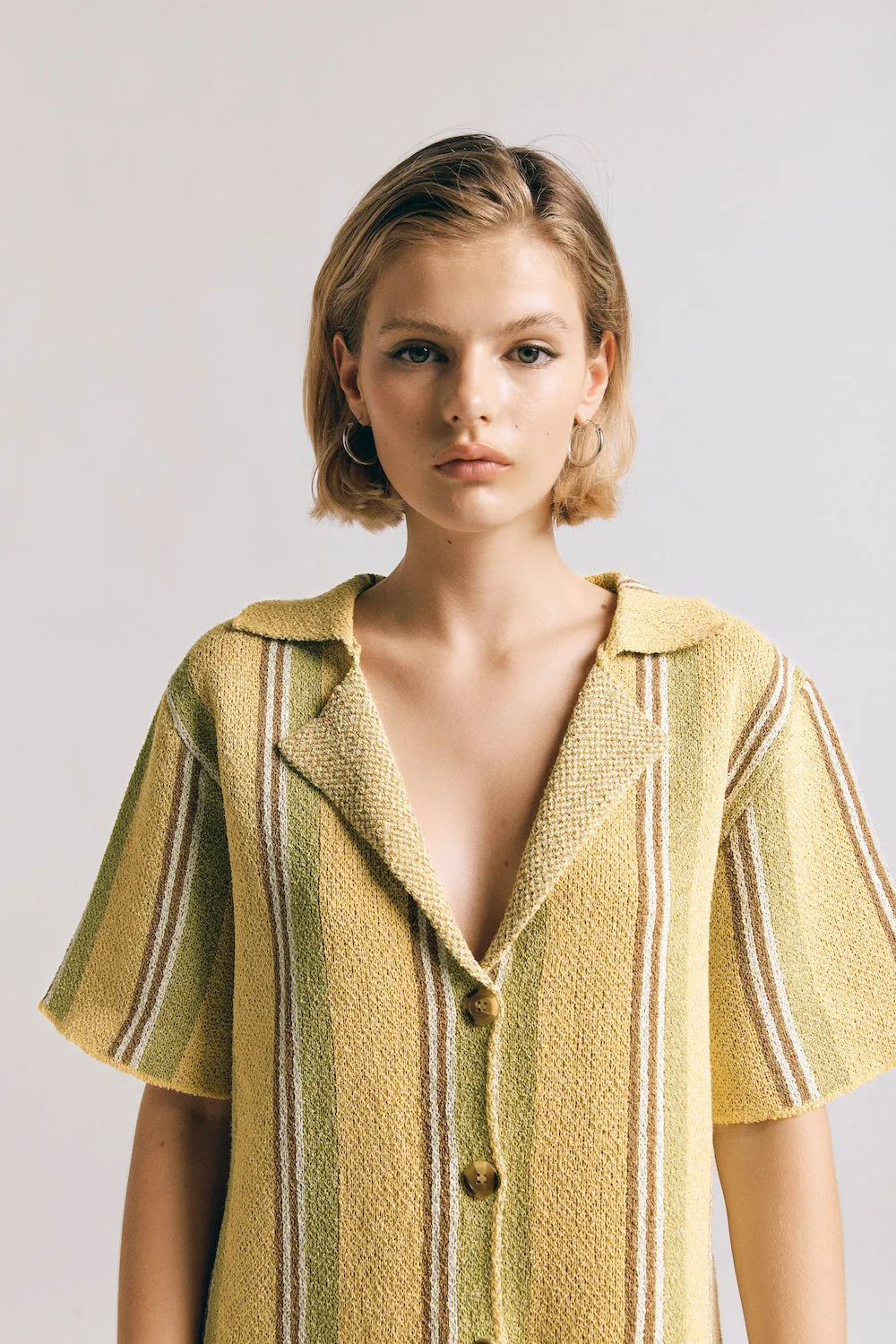 Harlow Knit Shirt Yellow Stripe