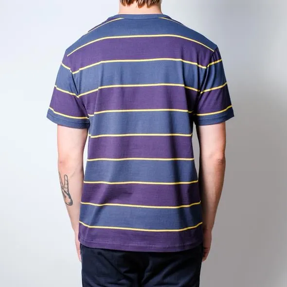 HIKERDELIC Wide Stripe Short Sleeve T-Shirt Navy / Purple