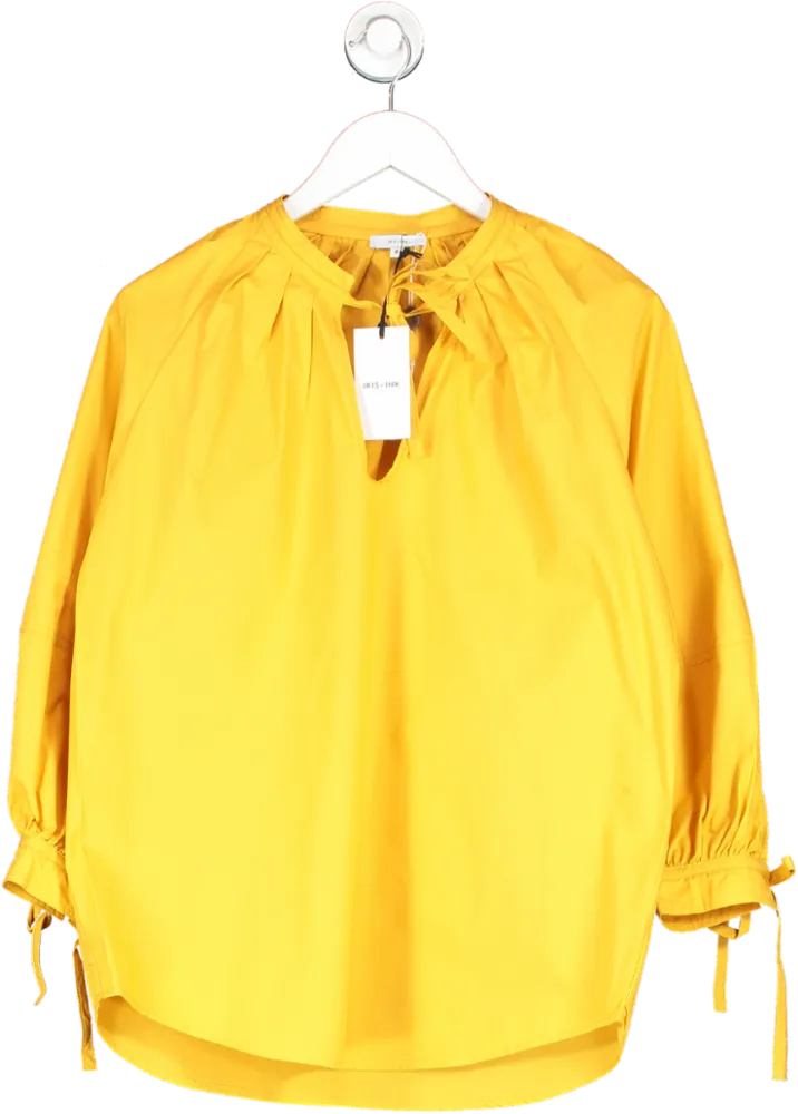 Iris & Ink Yellow Lucille Gathered Organic Cotton-poplin BNWT Top UK 8