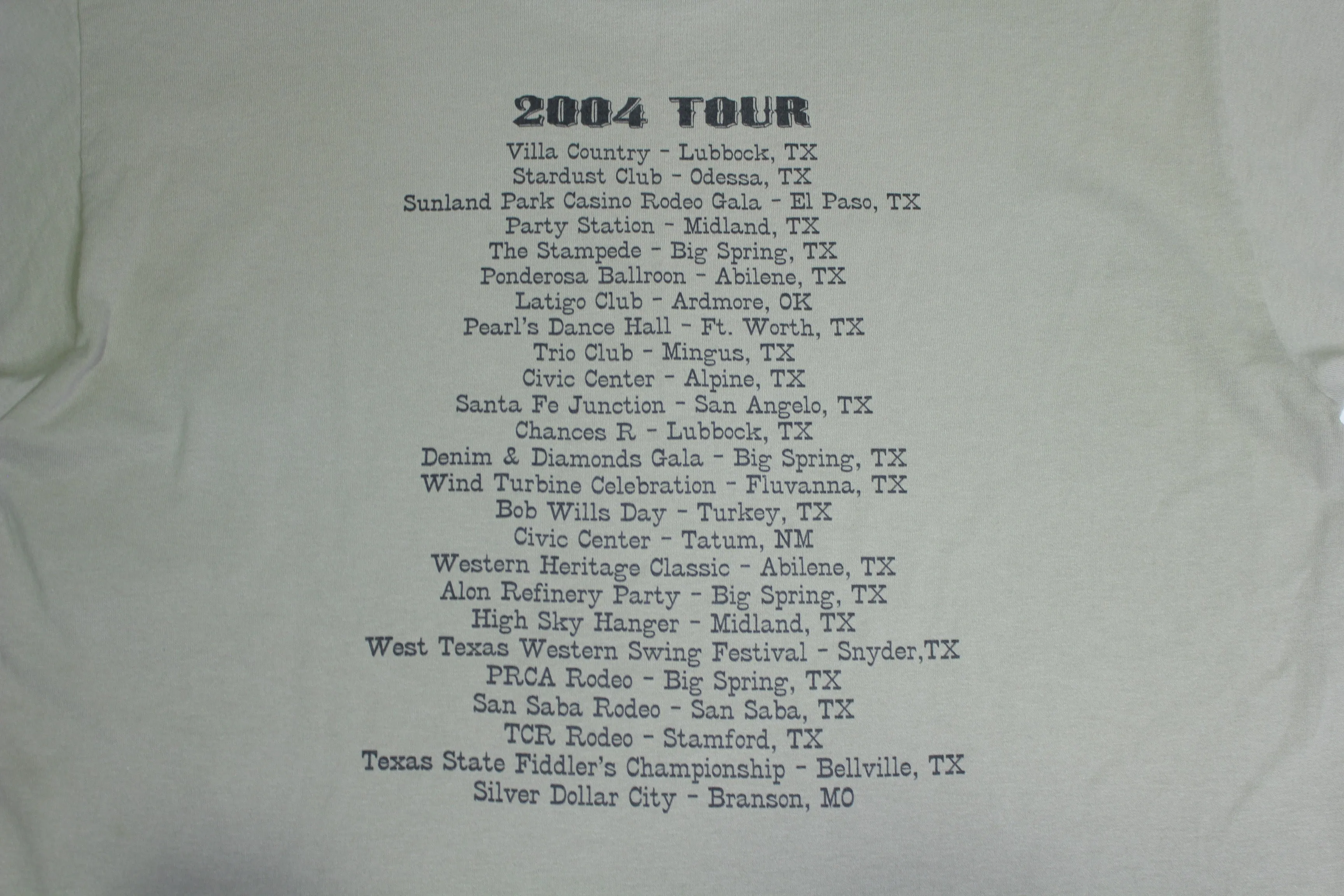 Jody Nix & The Texas Cowboys 2004  Concert Tour Country Western T-Shirt