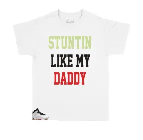 Kid's Retro 10 Ember Glow Shirt - Stunt Like Daddy - White