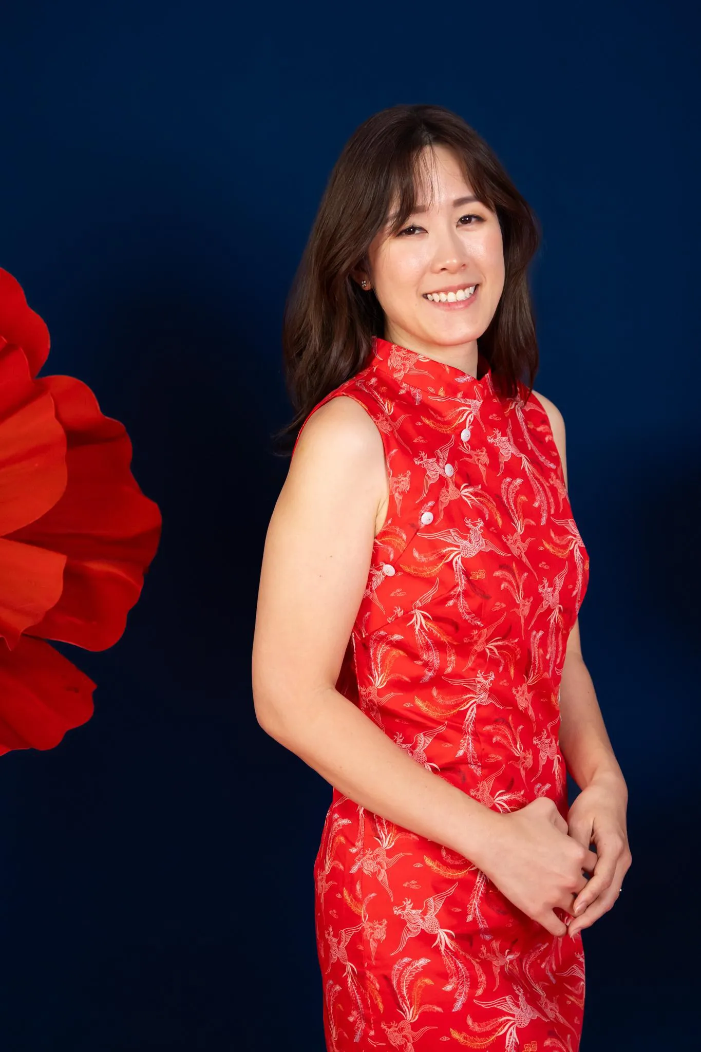 Ladies Peony Cheongsam - Red Phoenix