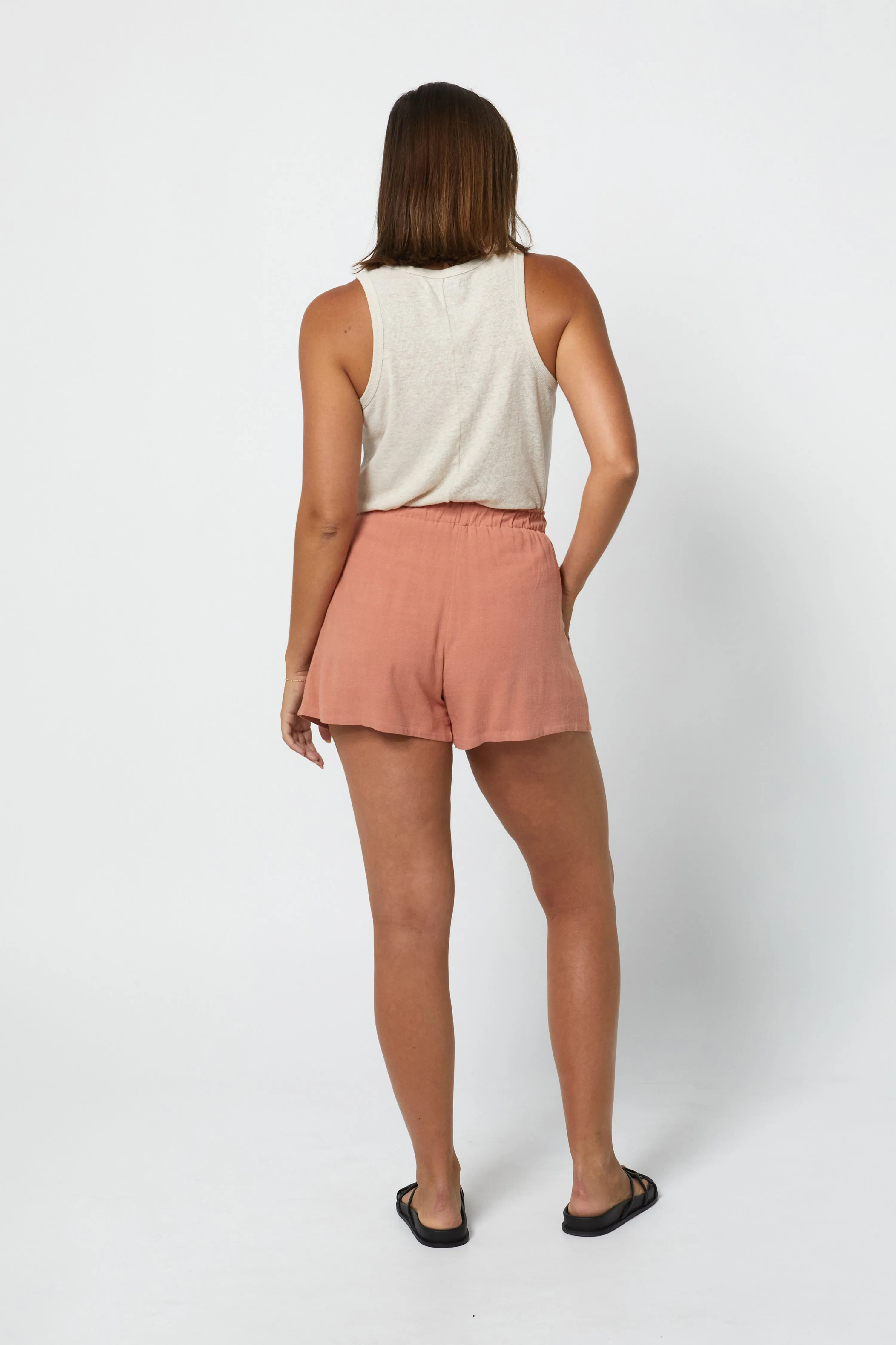 LANDON LINEN SHORT - CLAY