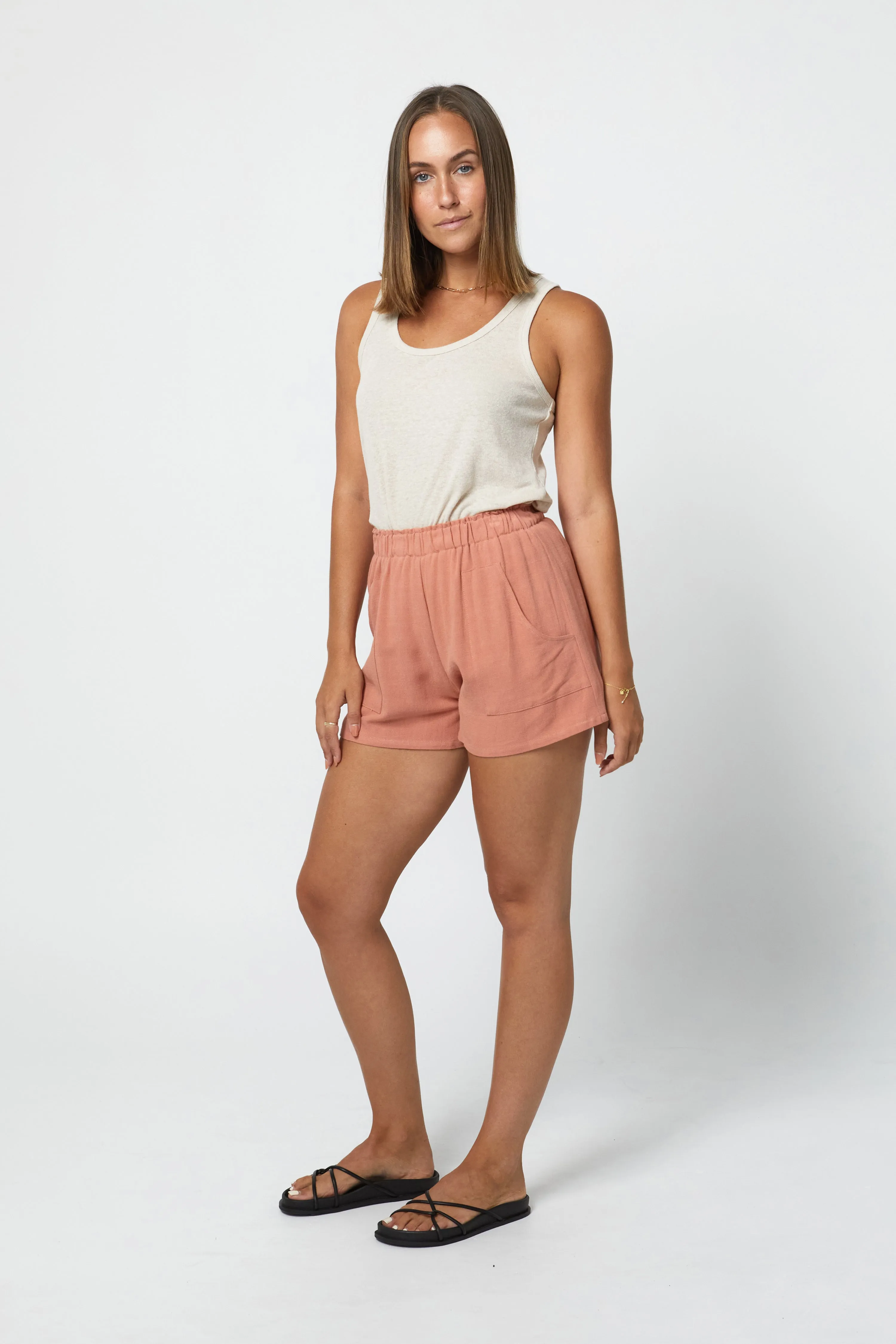 LANDON LINEN SHORT - CLAY