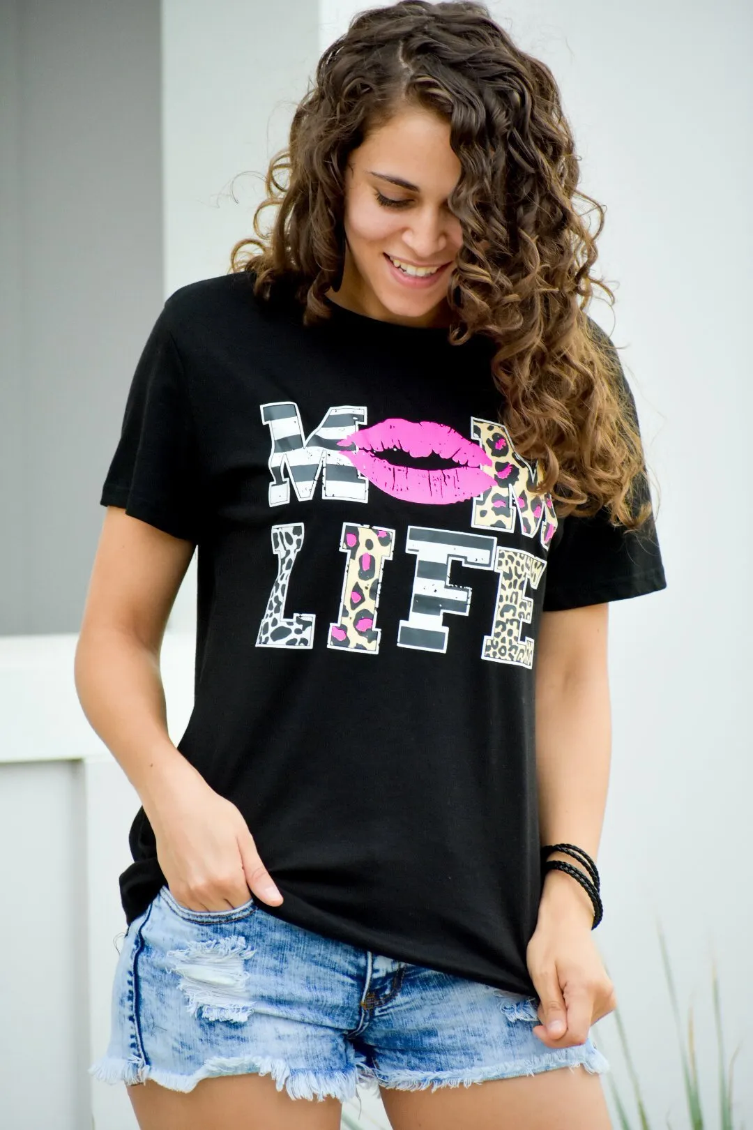 Mom Life Black Graphic Tee