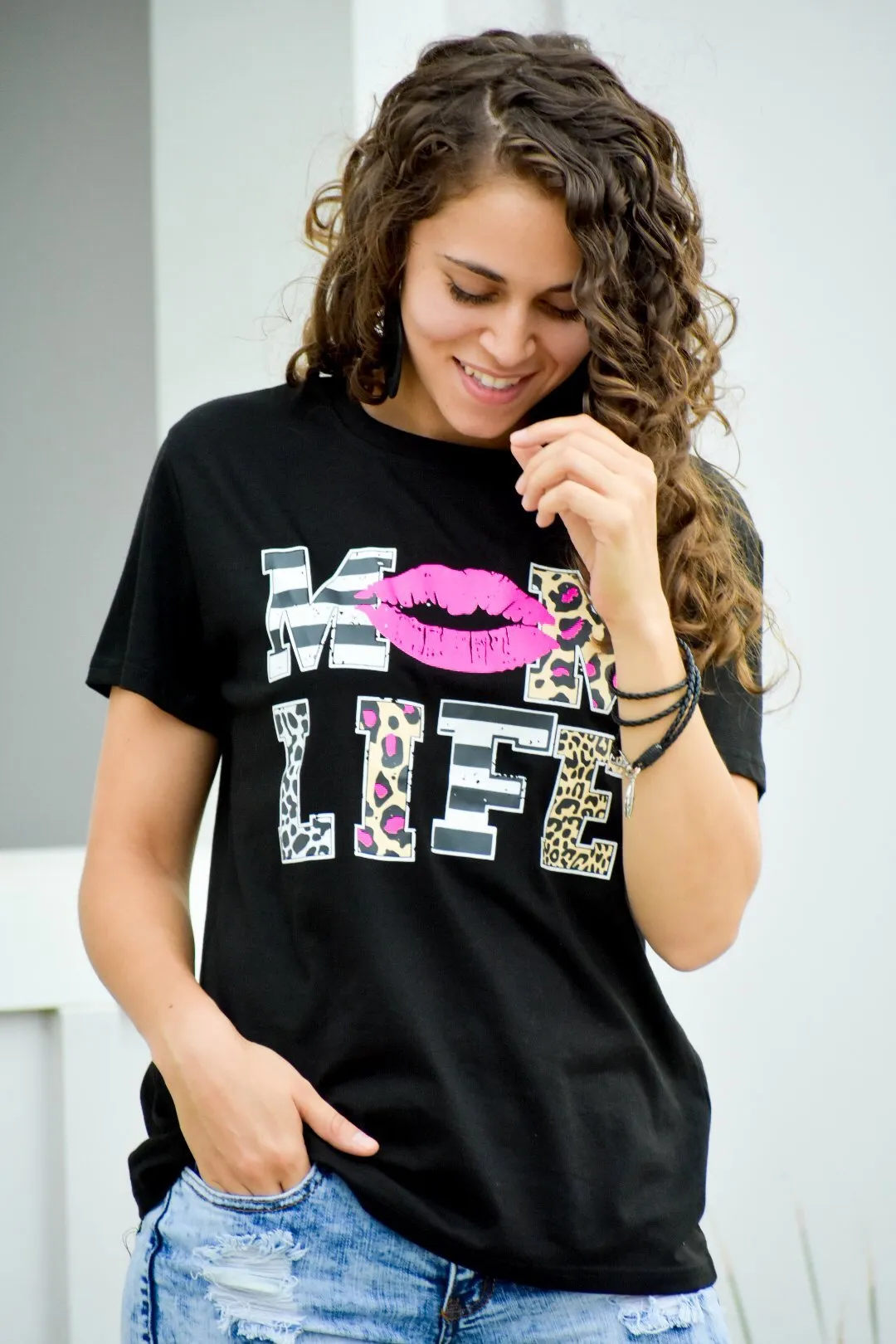 Mom Life Black Graphic Tee