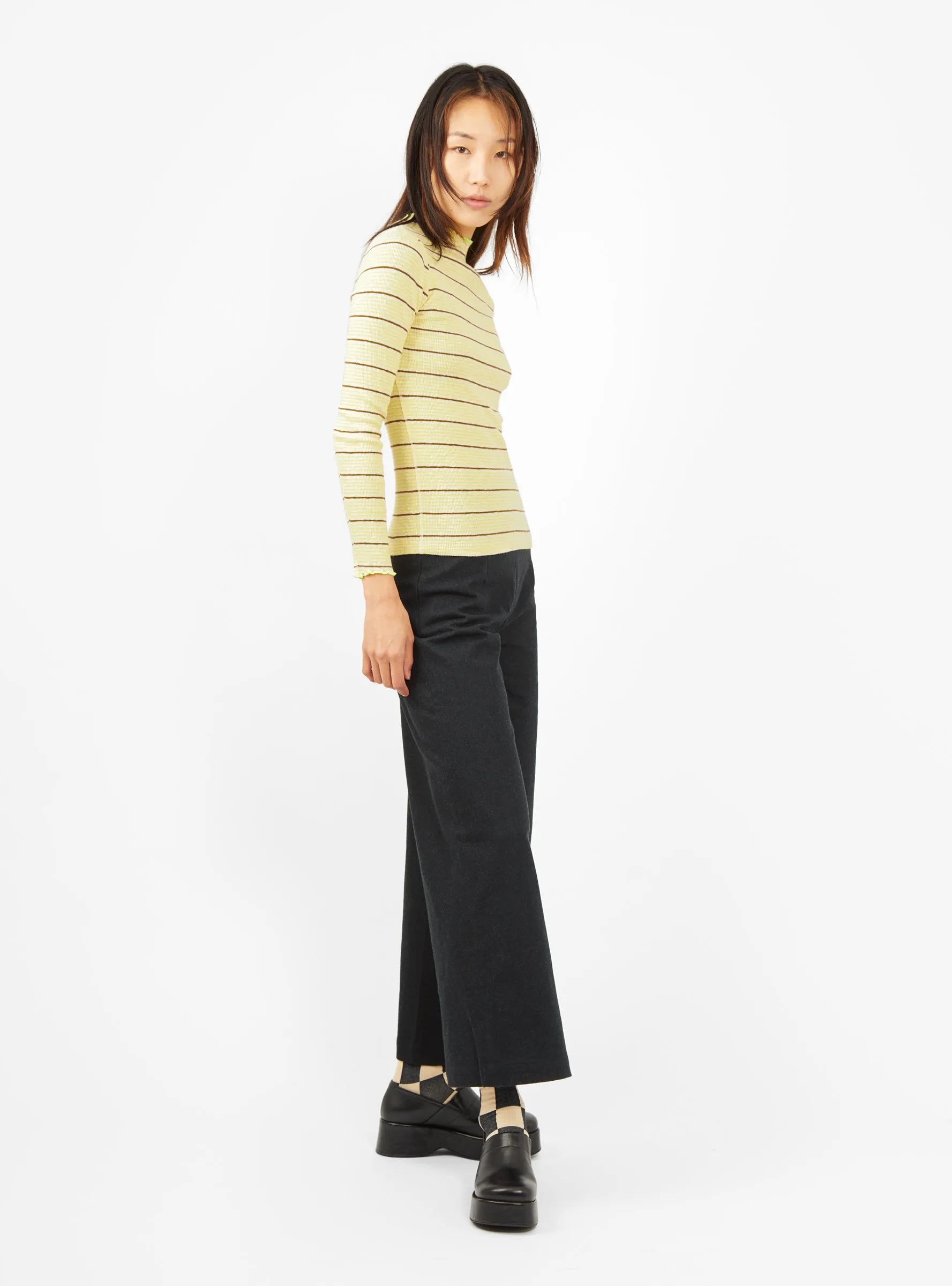 Niba T-shirt Yellow & Burgundy Stripe