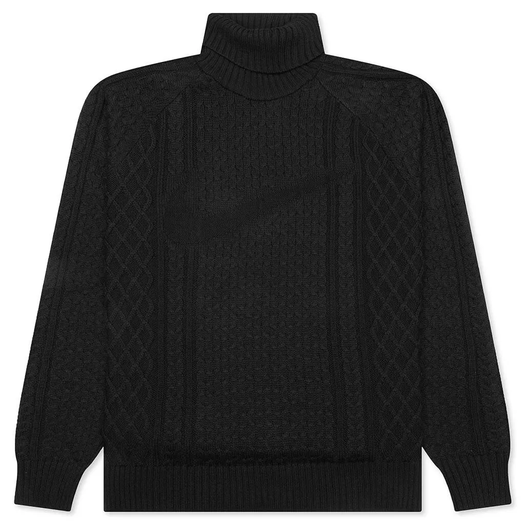 Nike Life Cable Knit Turtleneck Sweater - Black