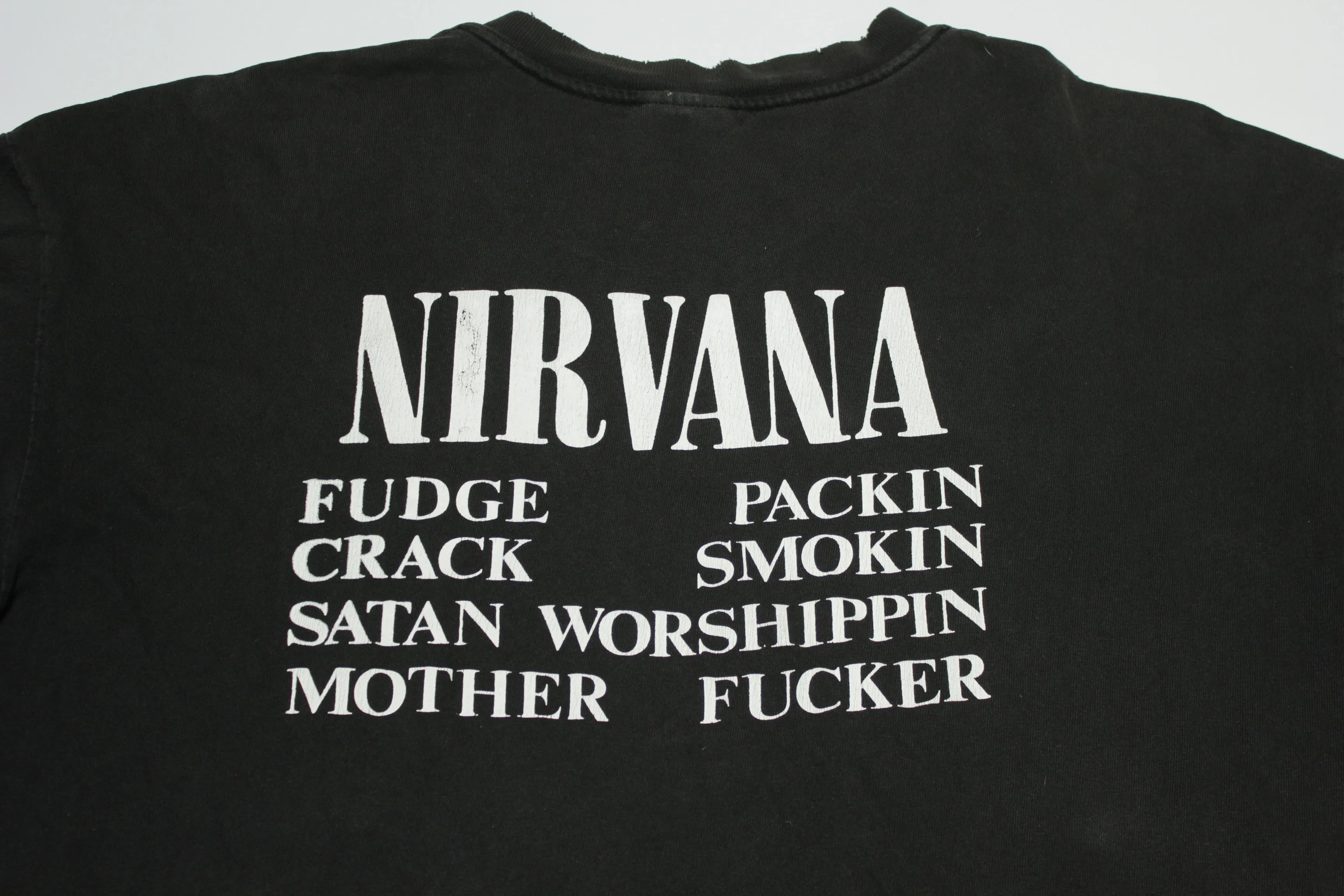 Original 90s Nirvana Vestibule Vintage T-Shirt - Fudge Packing, Satan Worshipping Design