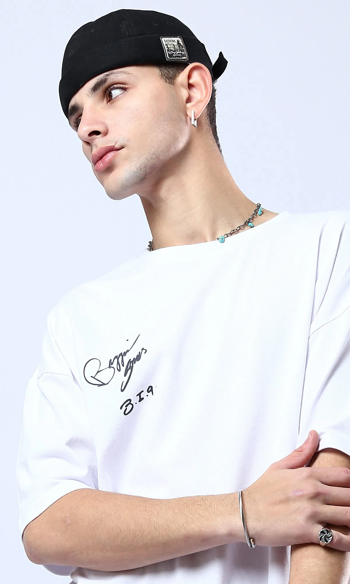 O178406 Crew Neck Slip On White Casual Tee