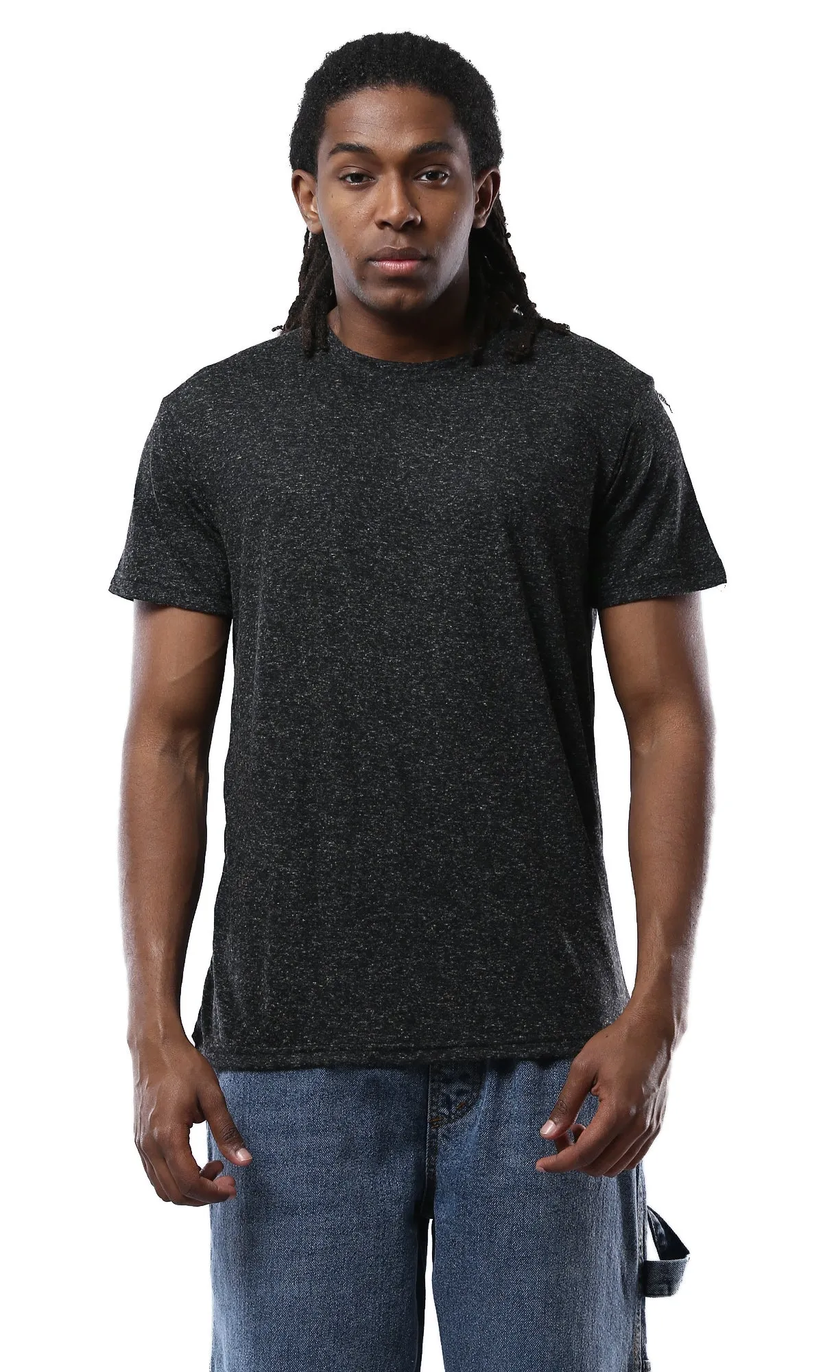 O178871 Heather Black Crew Neck Lightweight Summer Tee