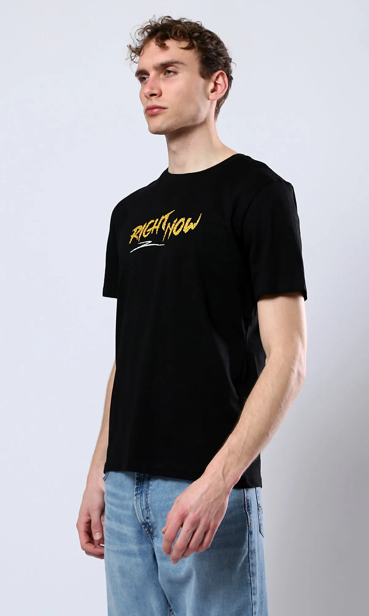 O178911 Printed Right Now Black Casual Tee