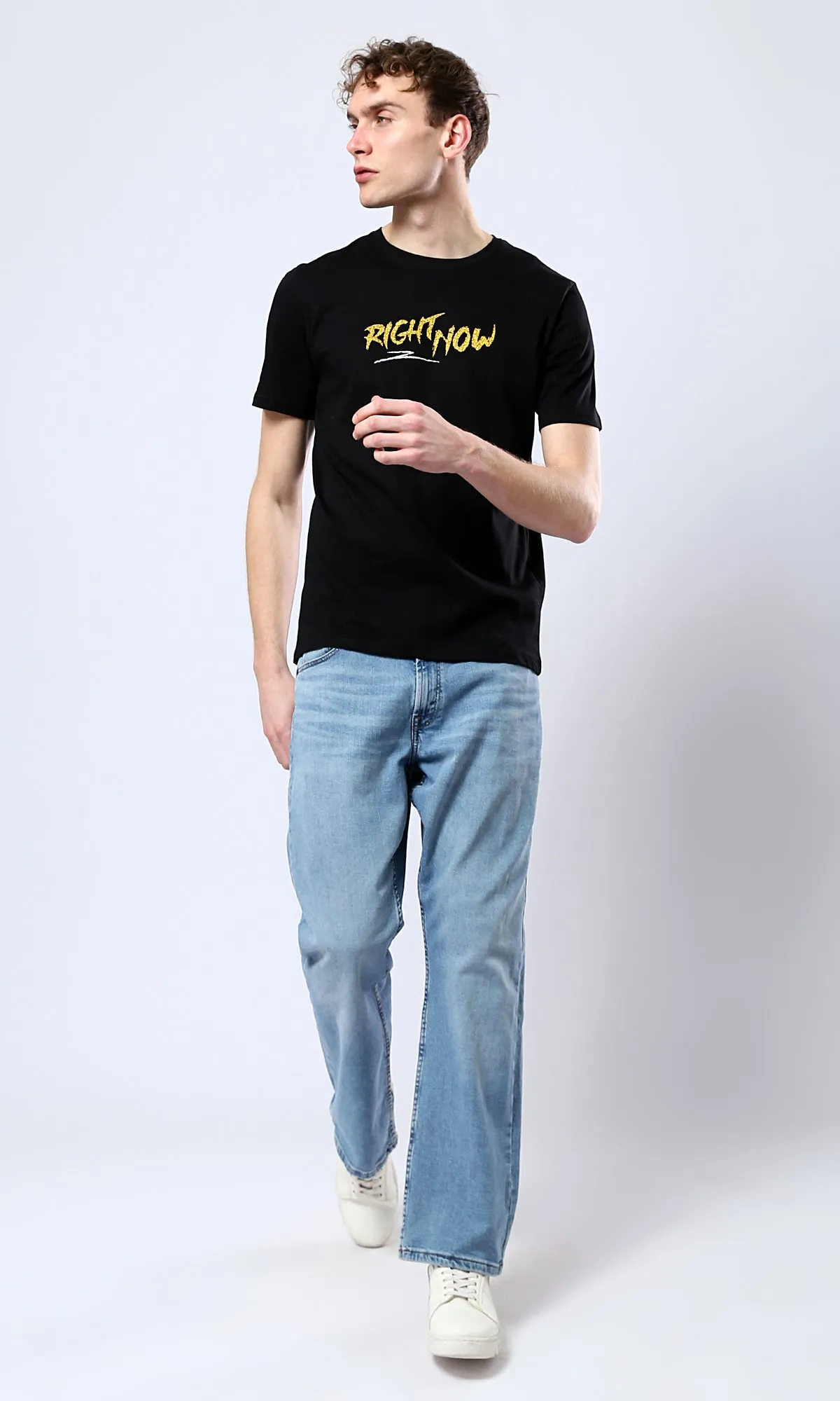 O178911 Printed Right Now Black Casual Tee