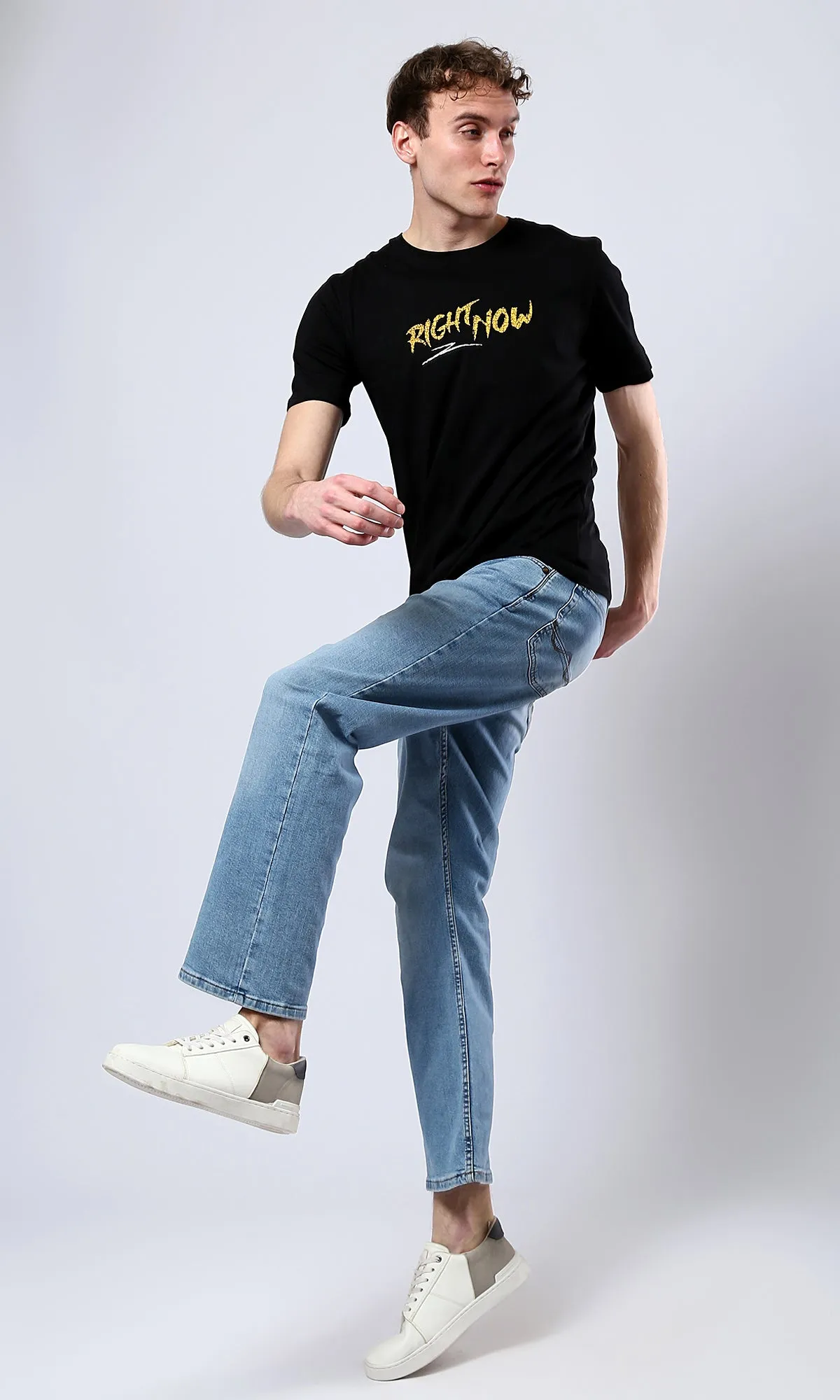 O178911 Printed Right Now Black Casual Tee