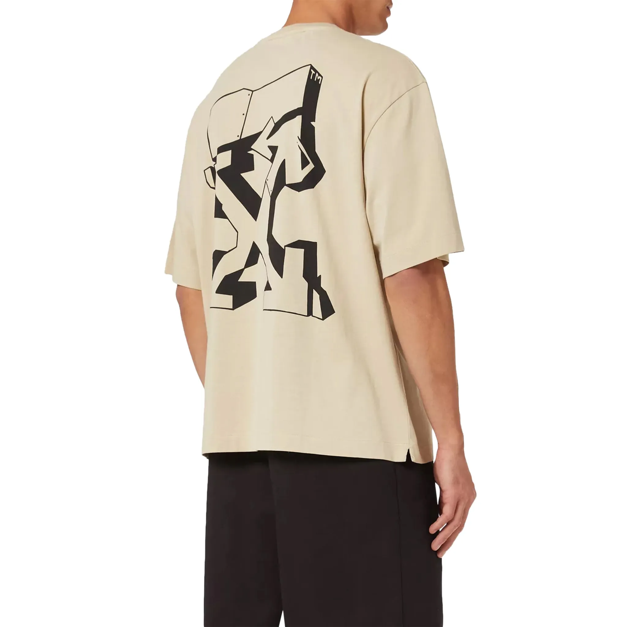 Off-White Graffiti Print Beige T Shirt