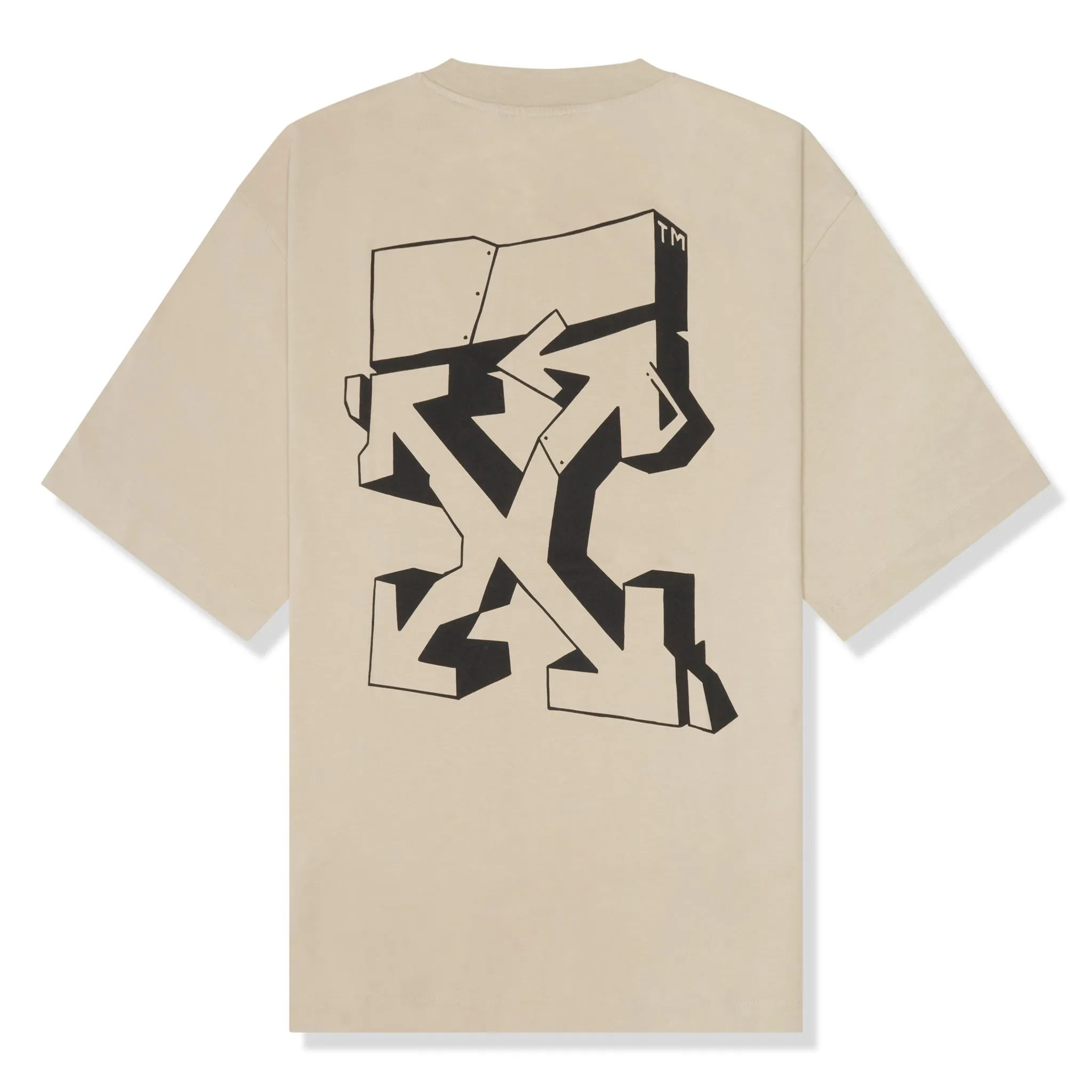 Off-White Graffiti Print Beige T Shirt