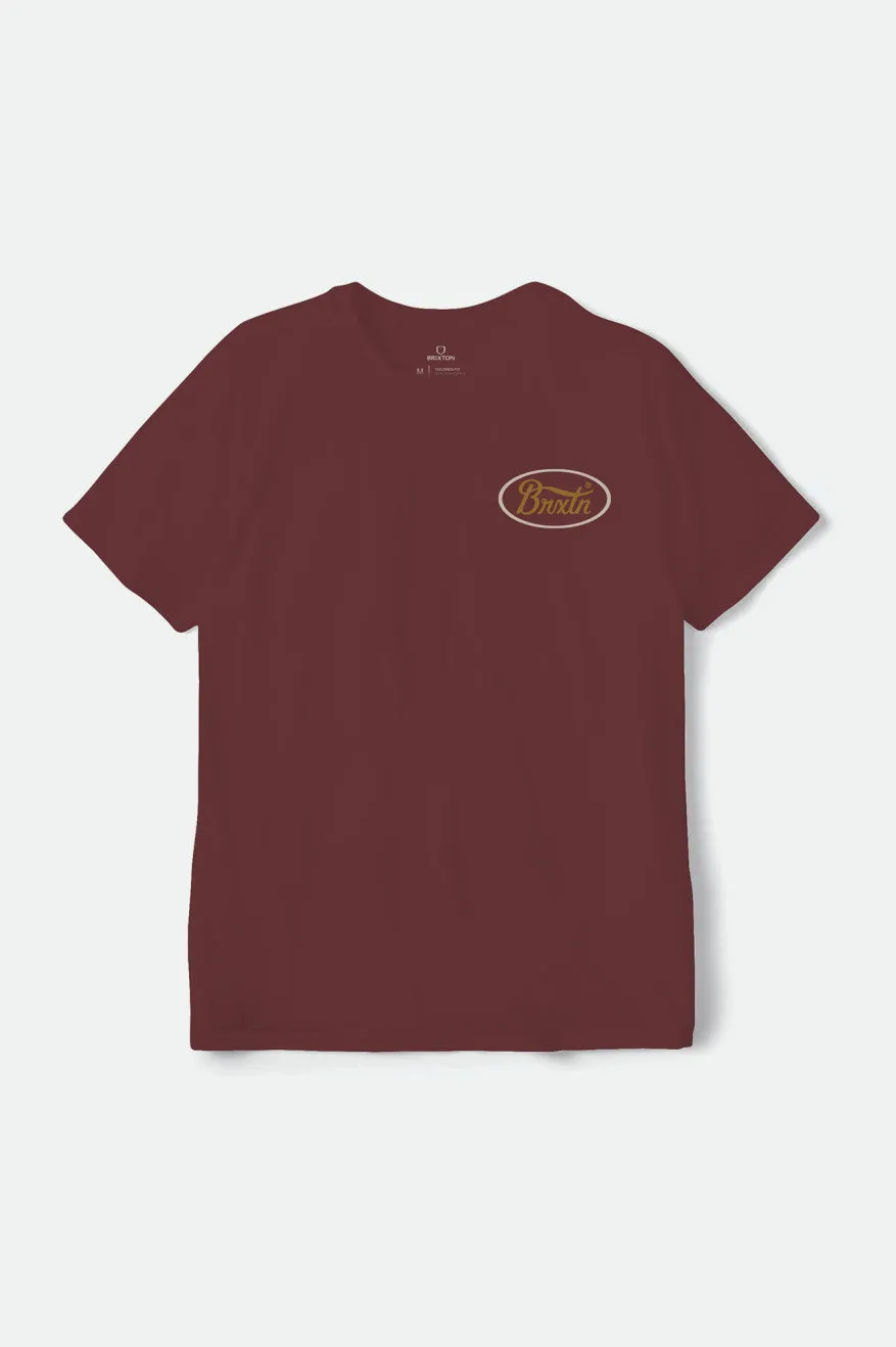 Parsons S/S Tailored Tee - Dark Burgundy/Golden Brown/Beige